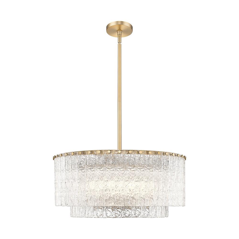 Glacier Modern Gold and Glass Two-Tier Pendant Light
