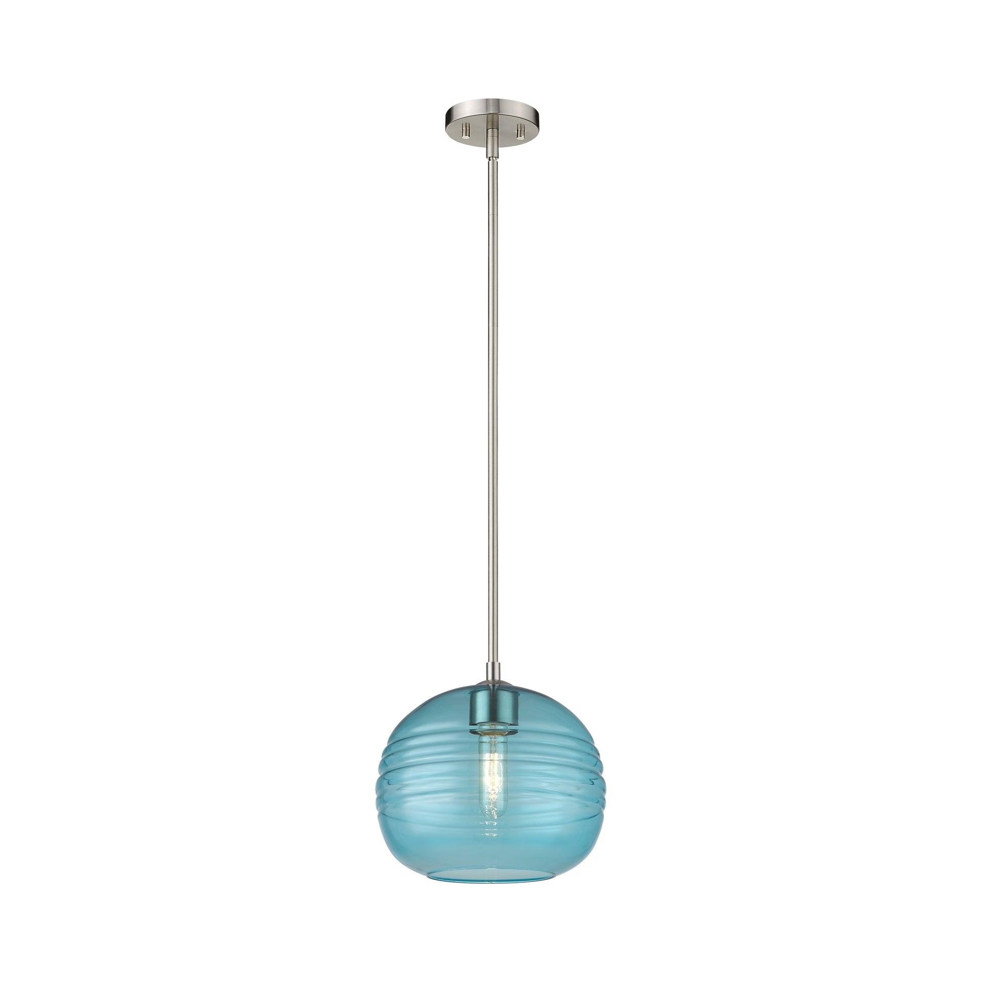 Harmony 10" Translucent Blue Glass Pendant with Brushed Nickel Frame