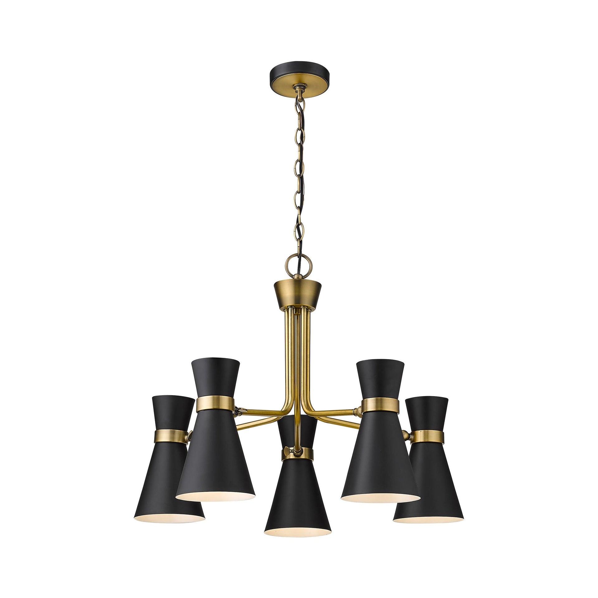 Z-Lite Soriano 5 - Light Chandelier in  Matte Black/Heritage Brass