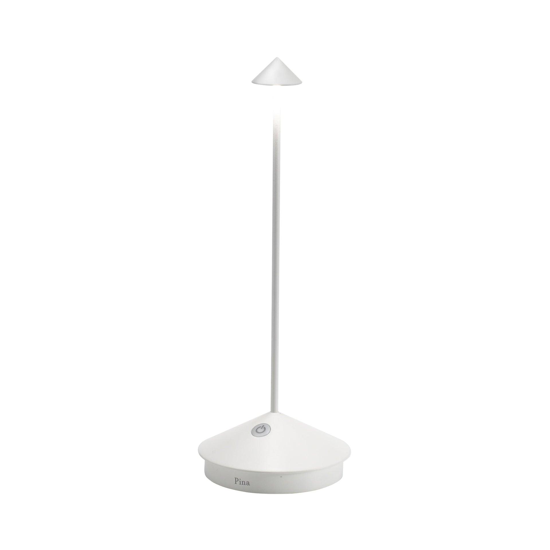 Zafferano Pina 11.4" 1-Light Portable Table Lamp Dimmable White with Polycarbonate Shade
