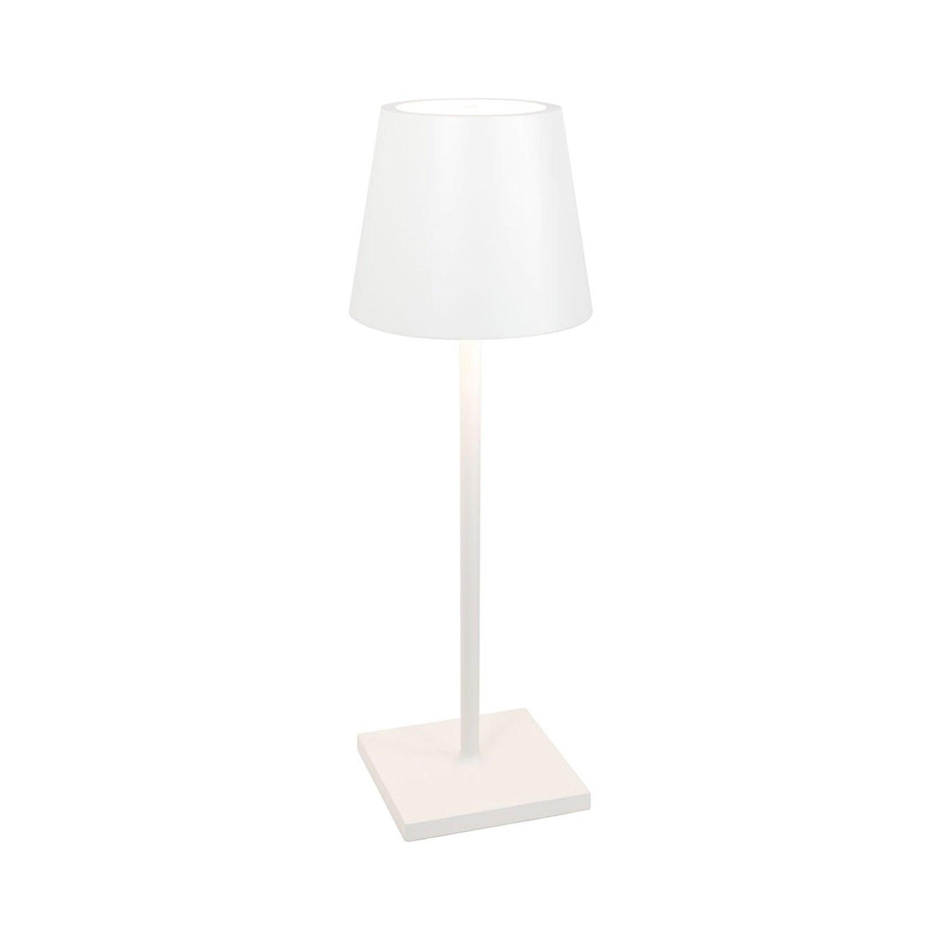 Poldina Pro White Metal Table Lamp by Zafferano America 15"