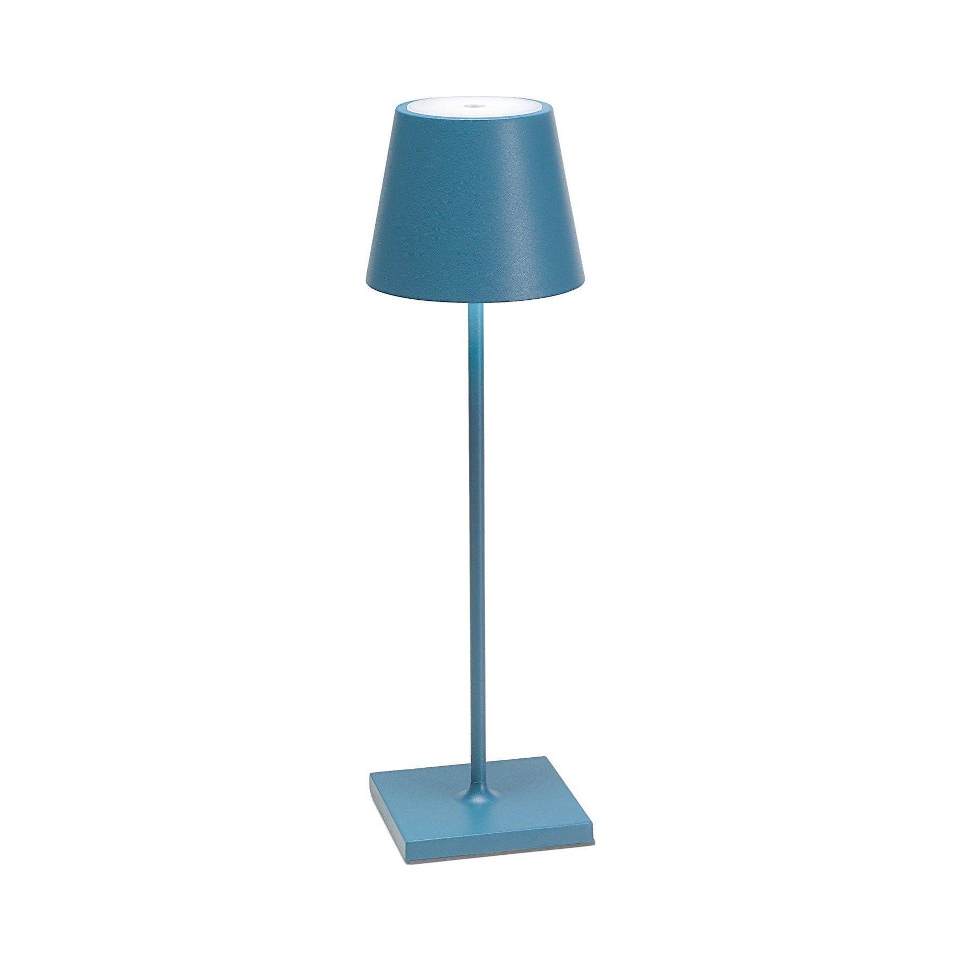 Poldina Pro Blue Metal Table Lamp by Zafferano America 15"