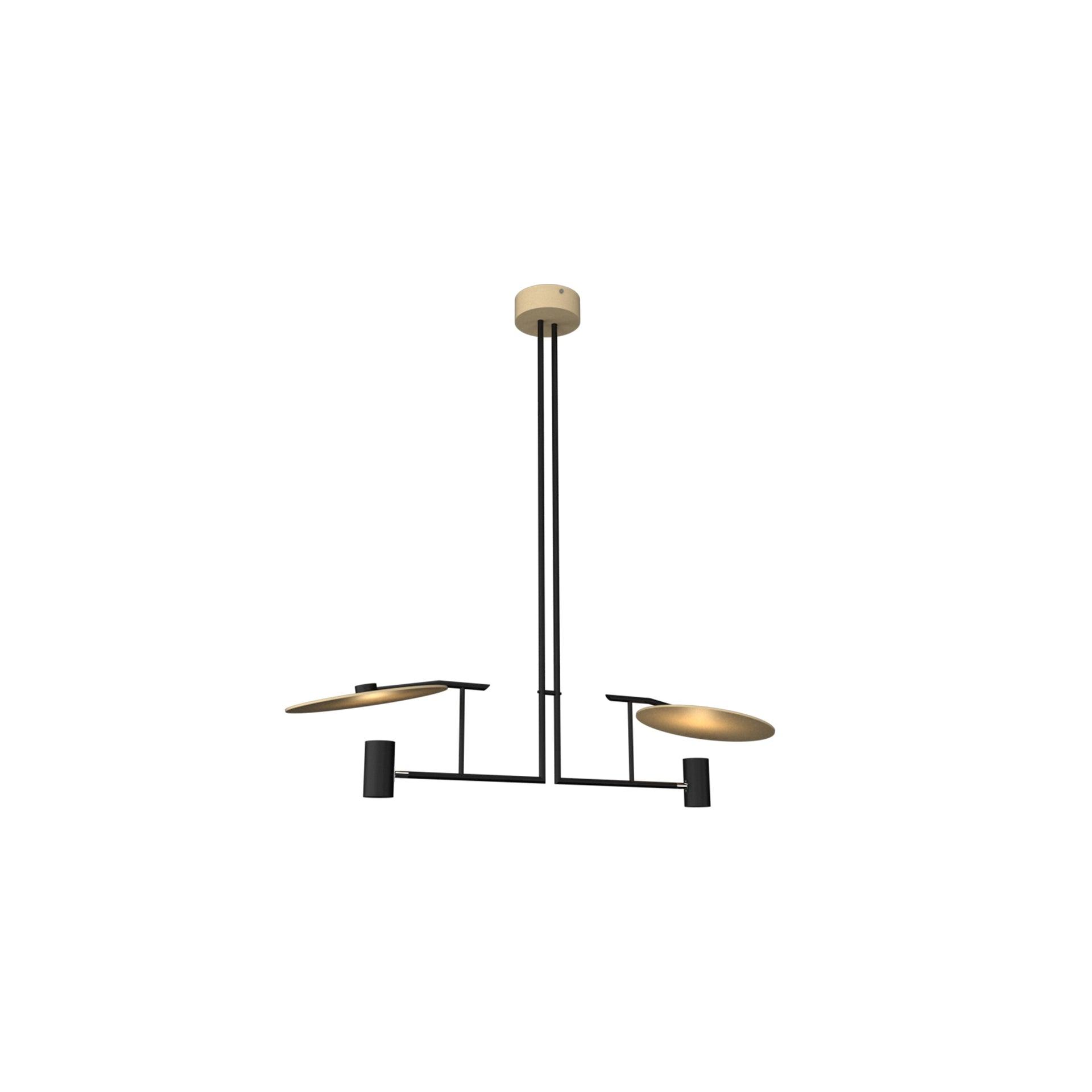 Maple and Black Contemporary Two Light Pendant