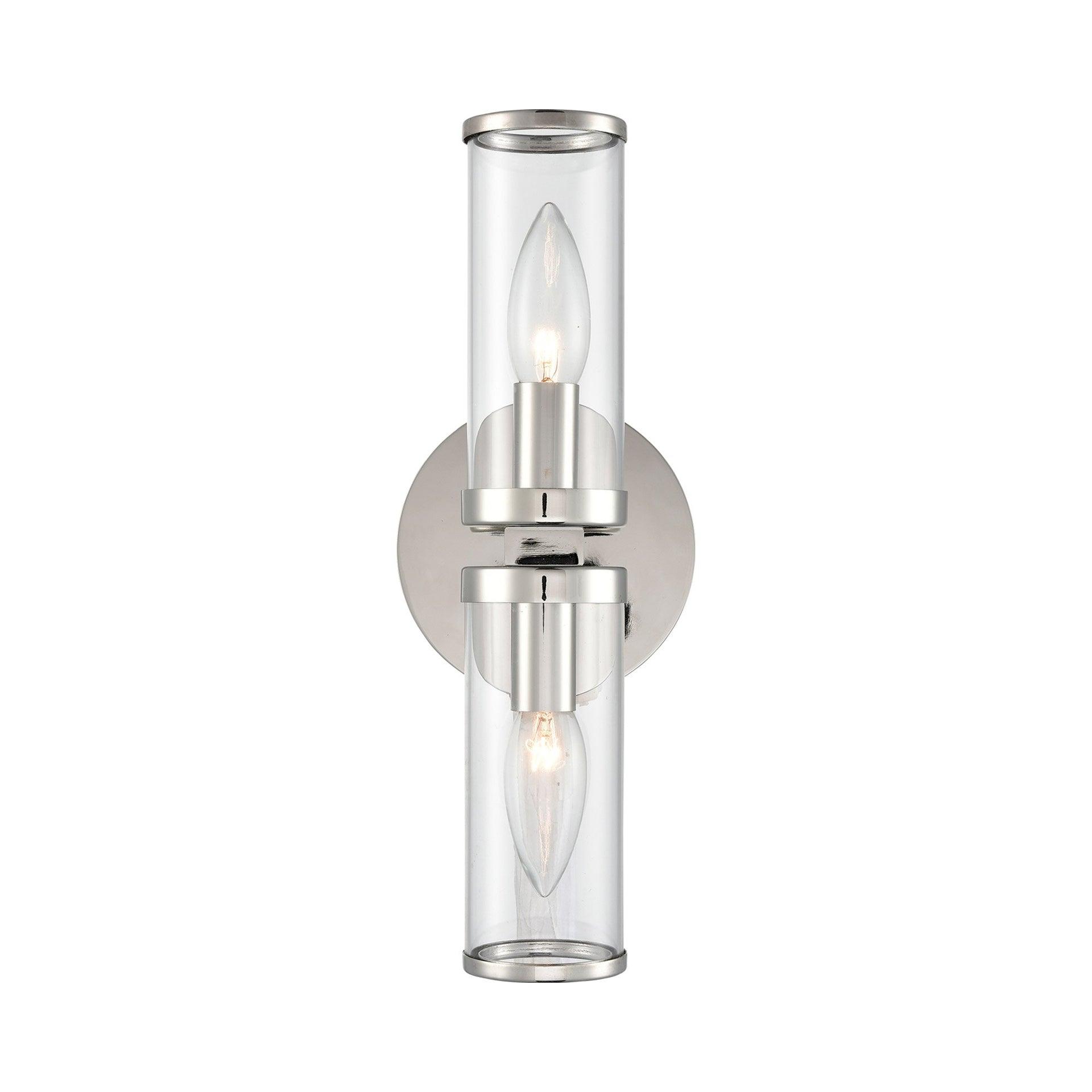 Revolve Elegance Polished Nickel & Clear Glass Cylinder Wall Sconce