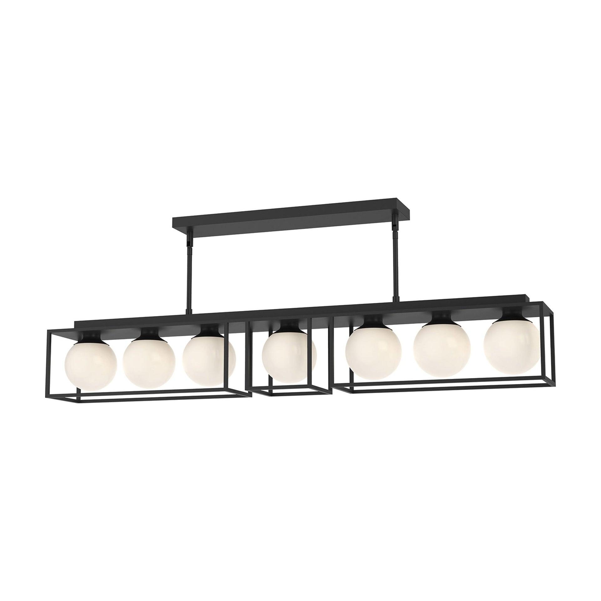 Amelia Matte Black & Opal Glass 47'' LED Linear Pendant Light