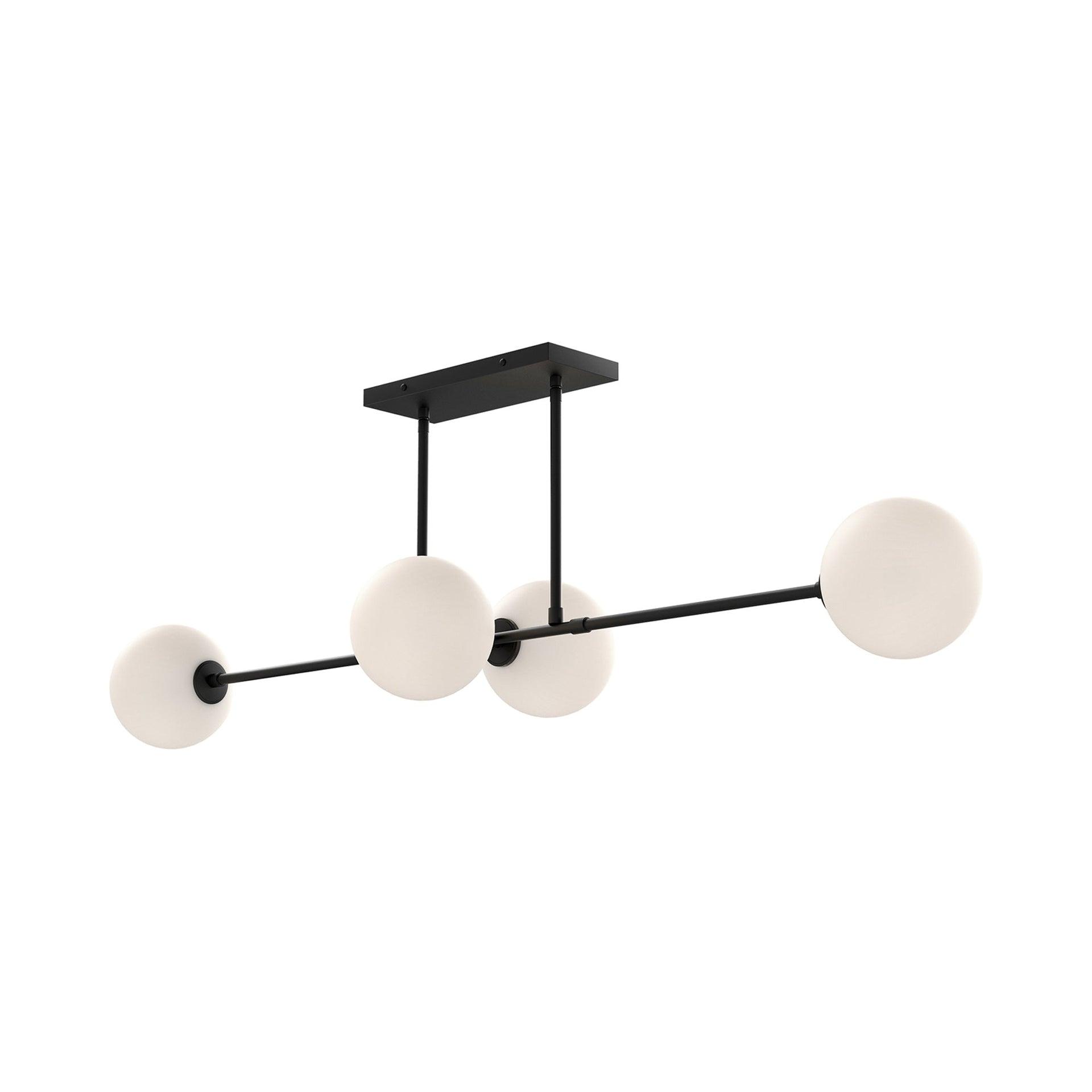Cassia Mid-Century Modern Matte Black 48" Island Pendant with Opal Glass