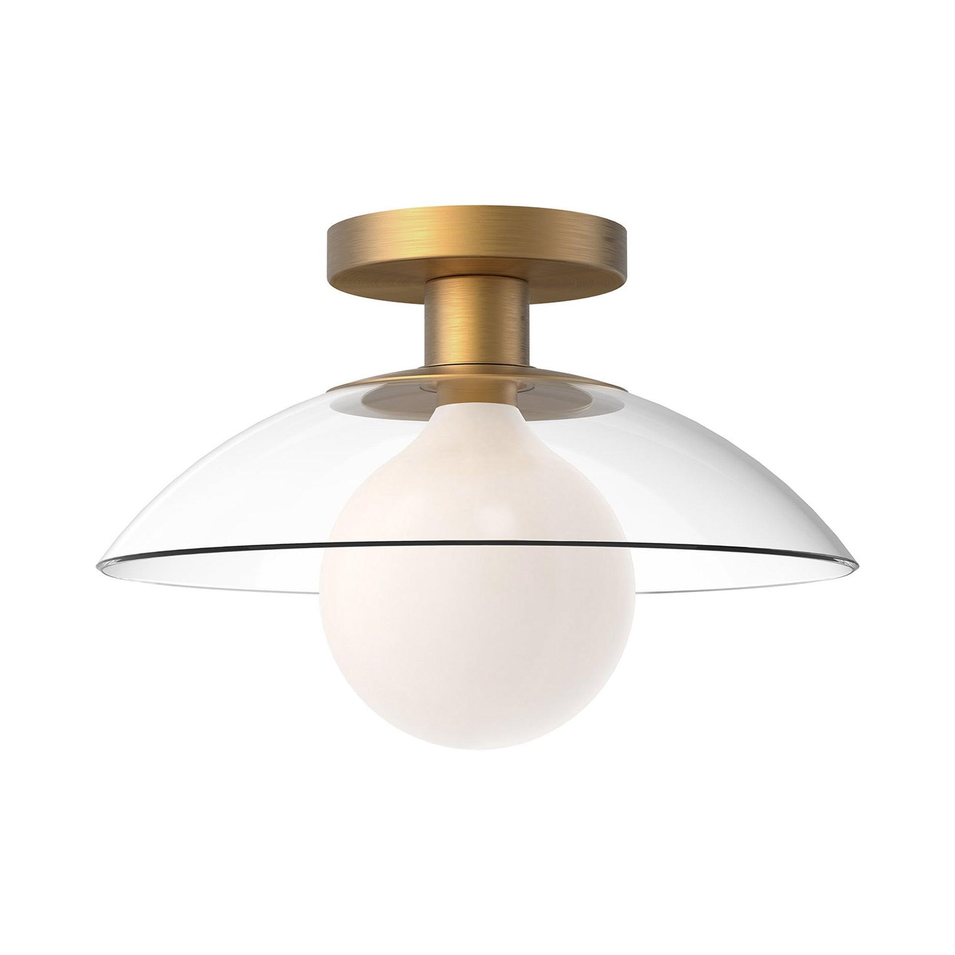 Francesca Aged Gold and Clear Glass Semi-Flush Mount Light