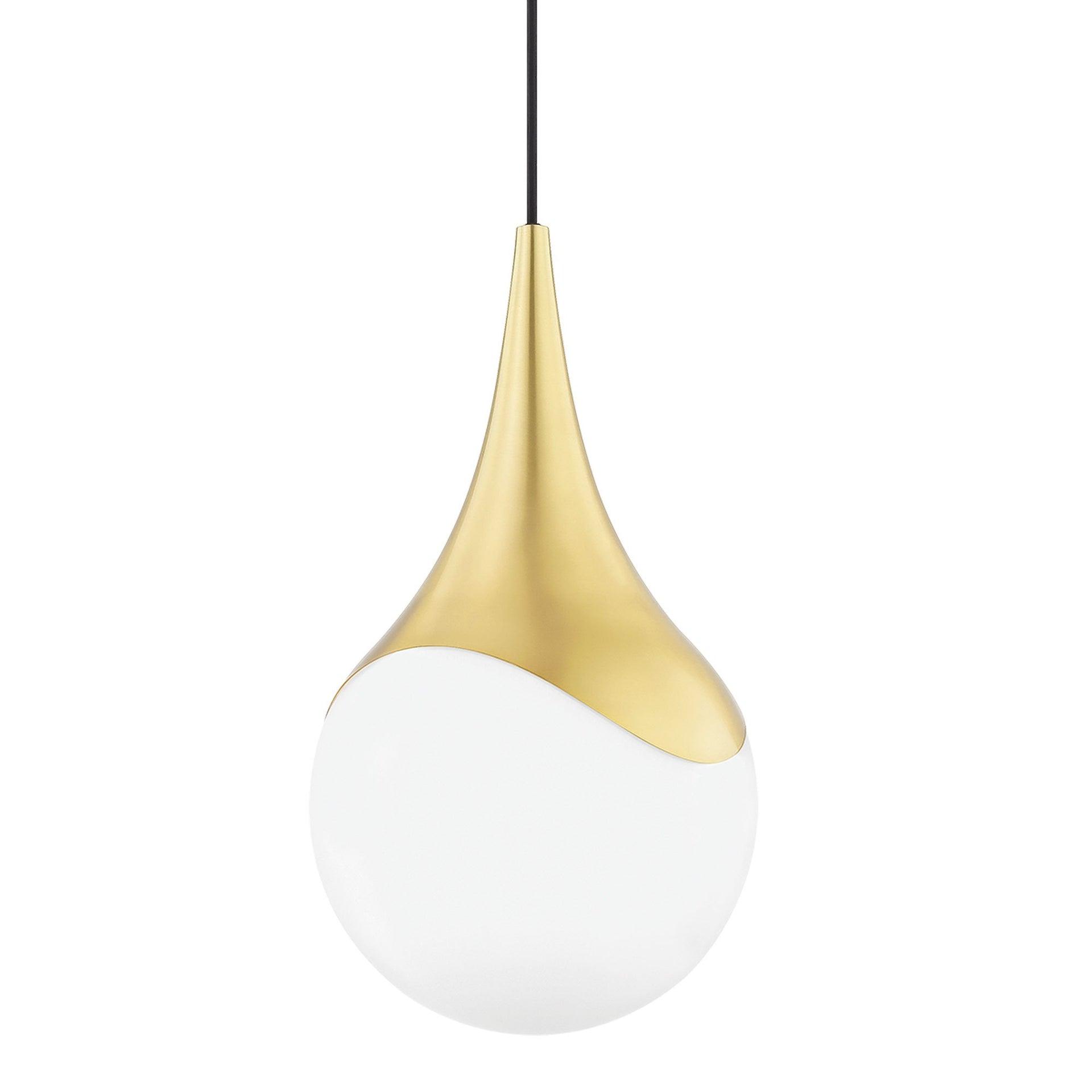 Mitzi Ariana 1 - Light Pendant in  Aged Brass Opal Glossy Glass Shade  Shade
