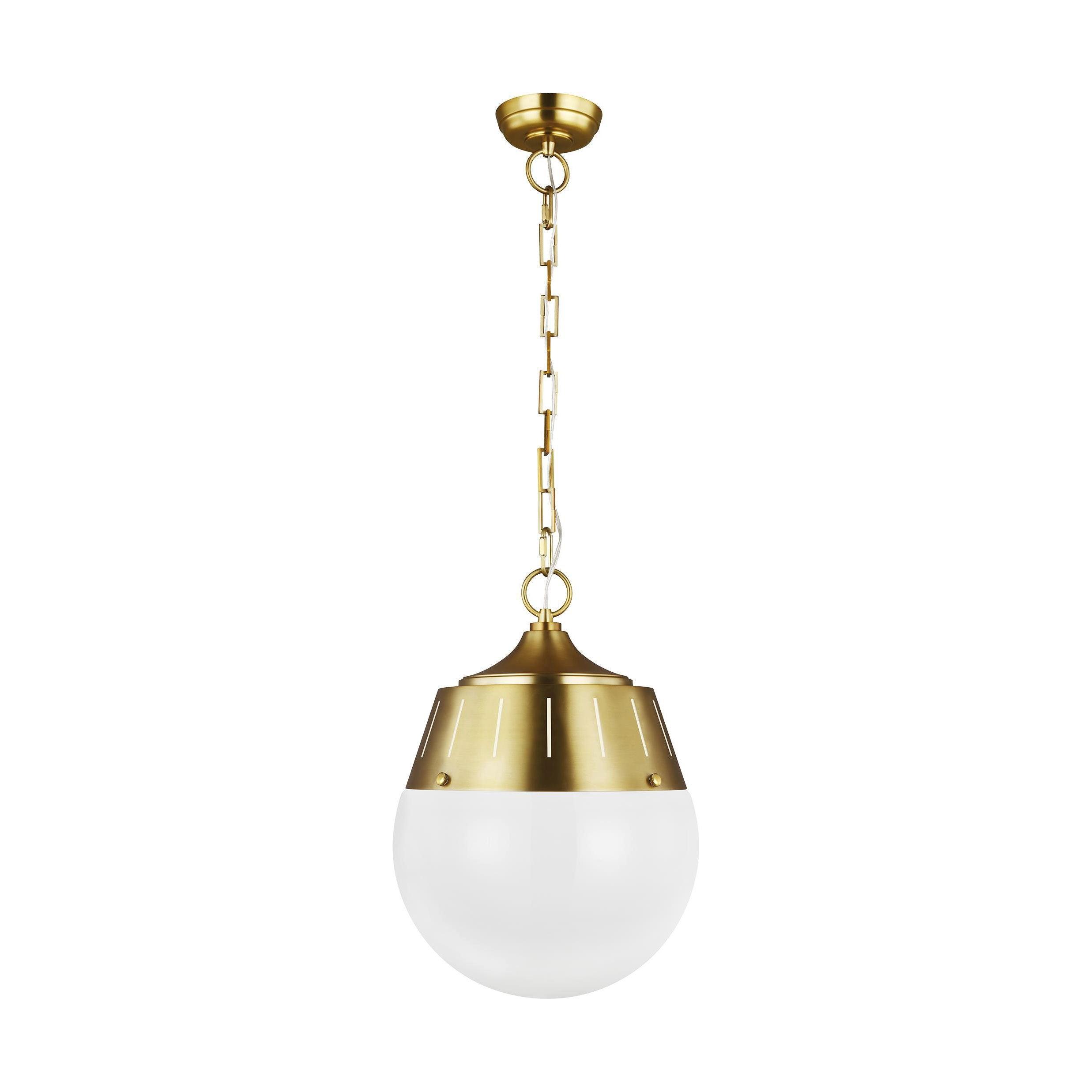 Arlett Burnished Brass Globe Pendant with Milk White Glass Shade