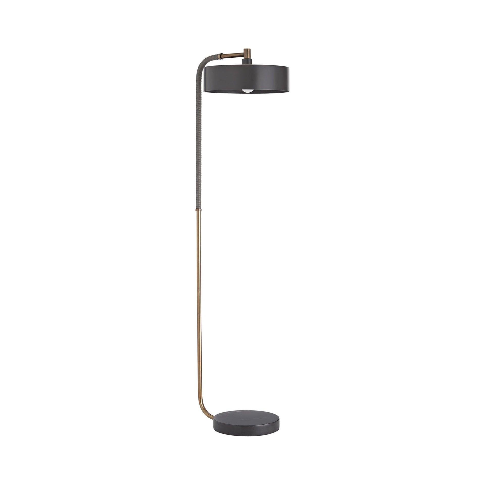 Aaron Adjustable Black and Brass Arched Floor Lamp