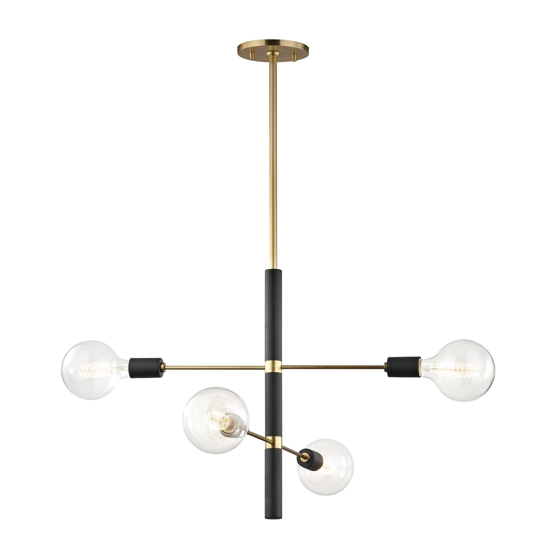 Mitzi Astrid 4 - Light Chandelier in  Aged Brass, Black