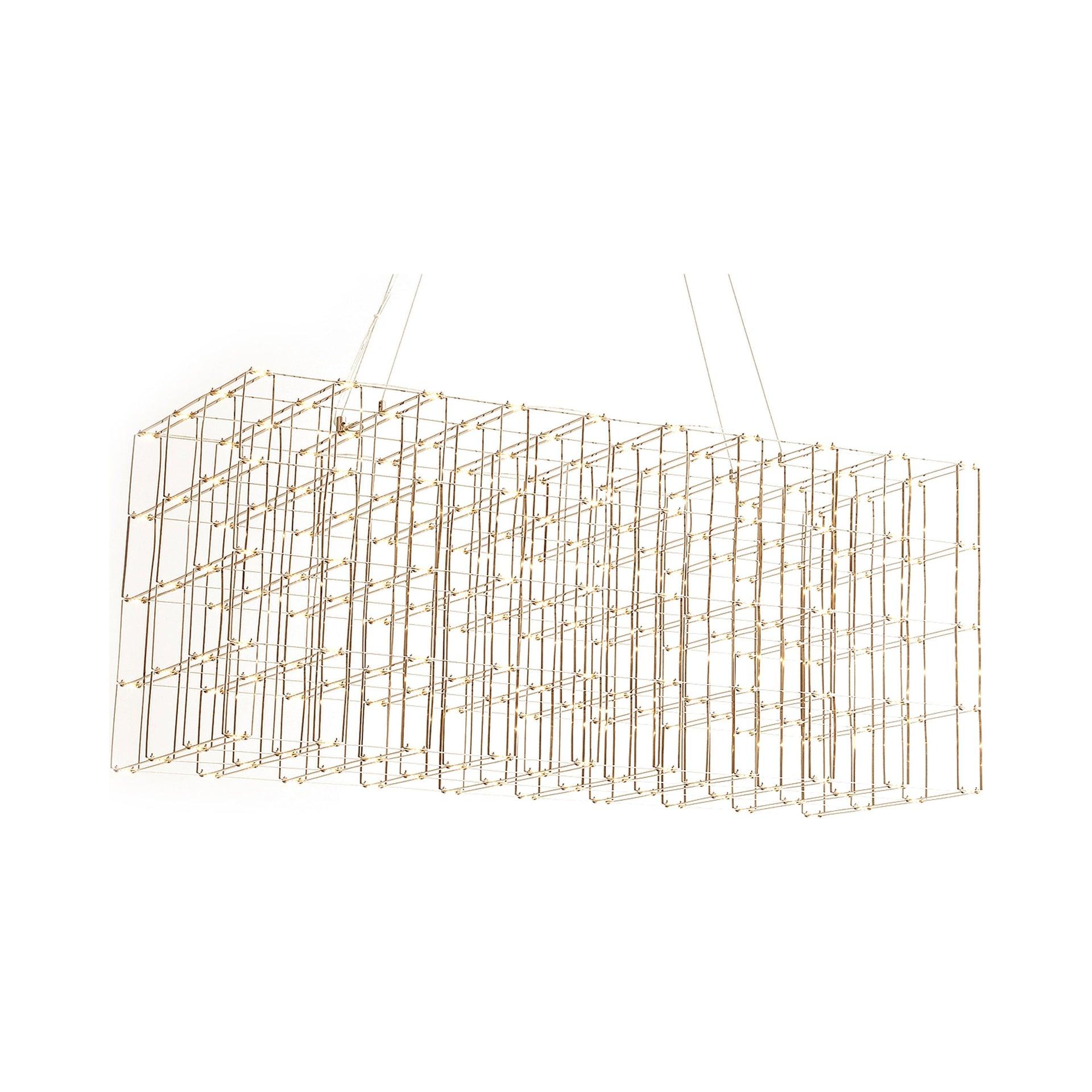 Gold Cage LED Chandelier with Chrome Accents