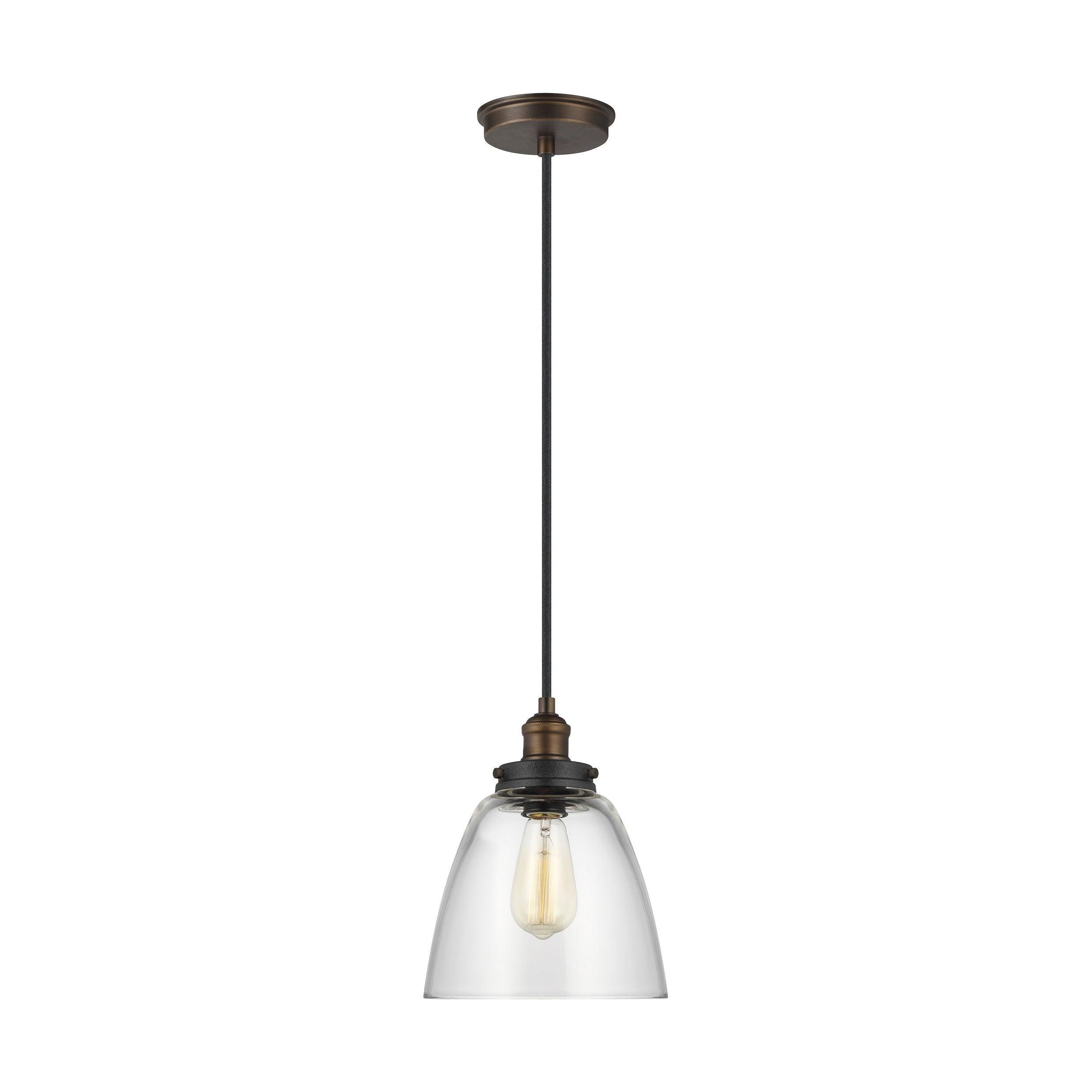 Elegant Baskin 10.75" Pendant in Painted Aged Brass with Clear Glass