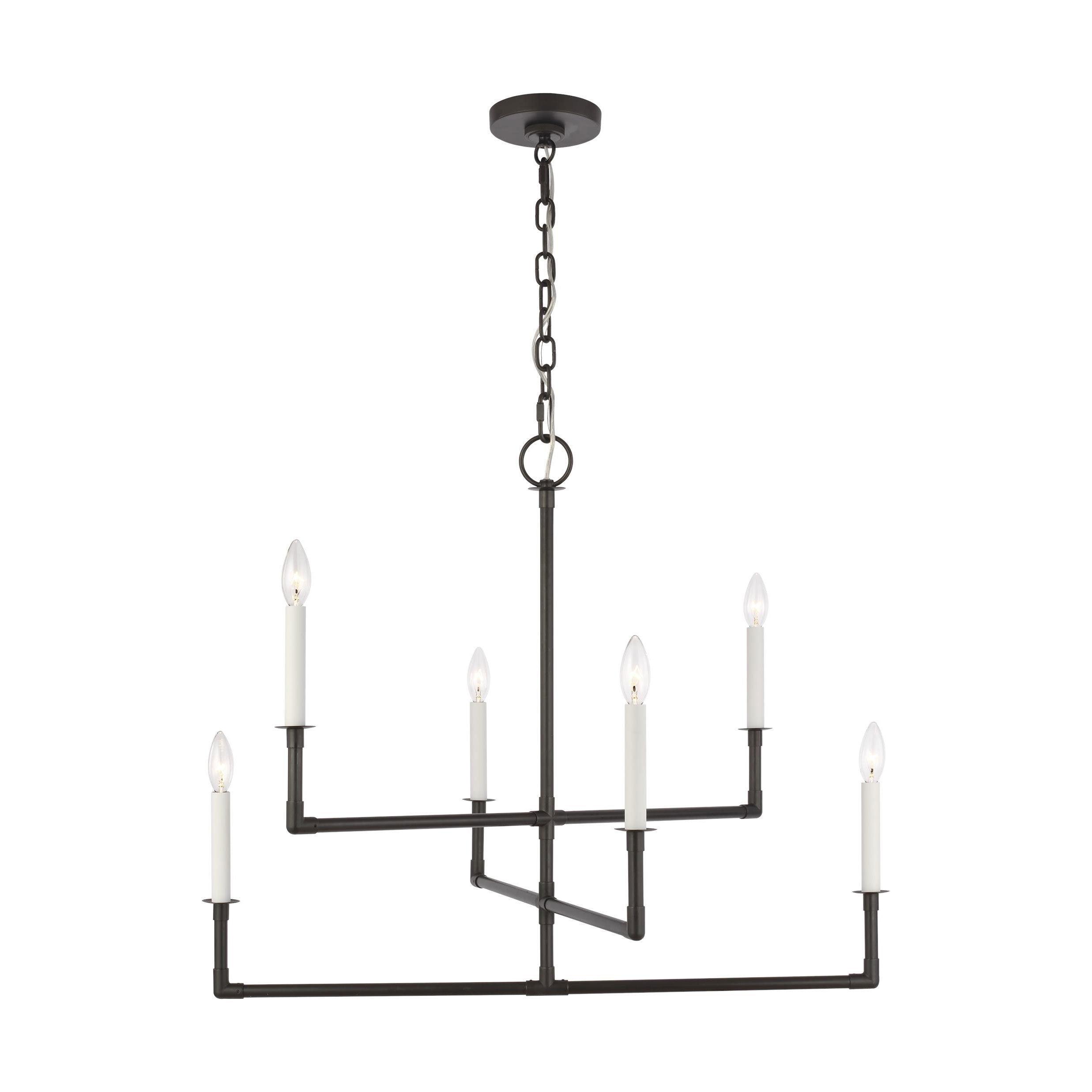 Bayview Aged Iron 8-Light Modern Linear Candle Chandelier