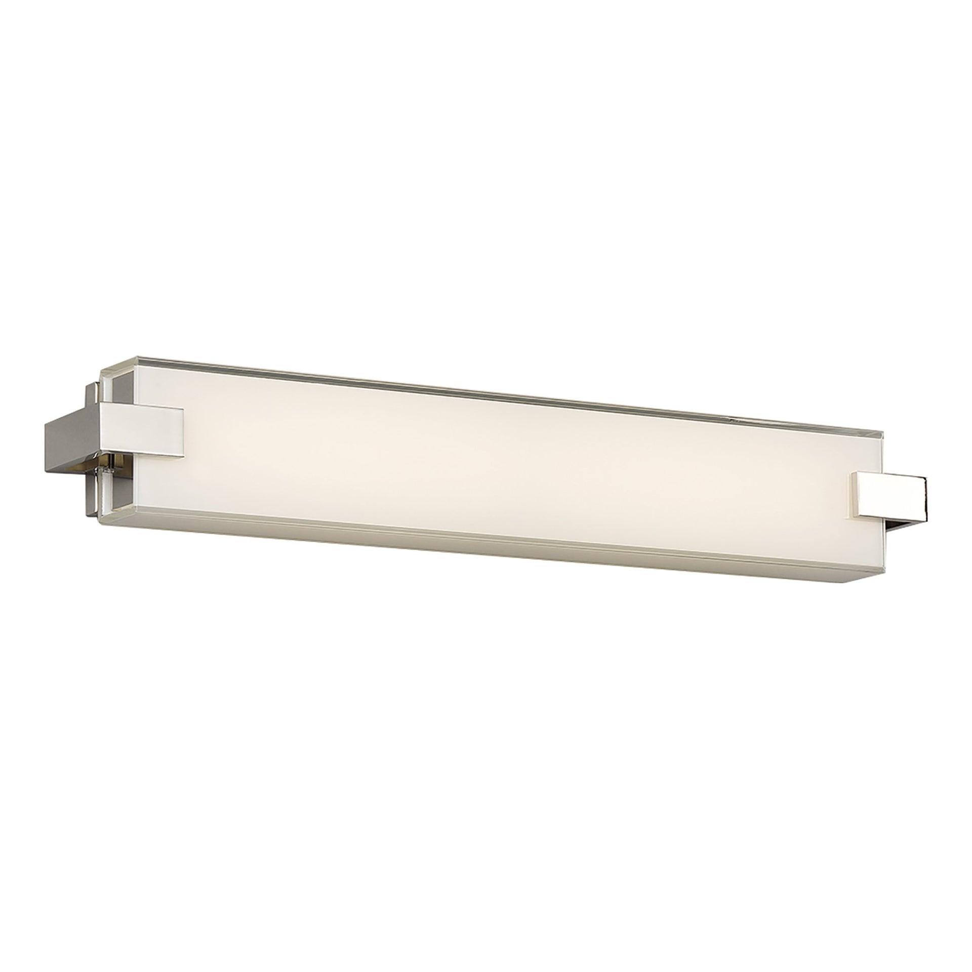 Bliss 22" Nickel LED Bath Bar with White Mitered Glass