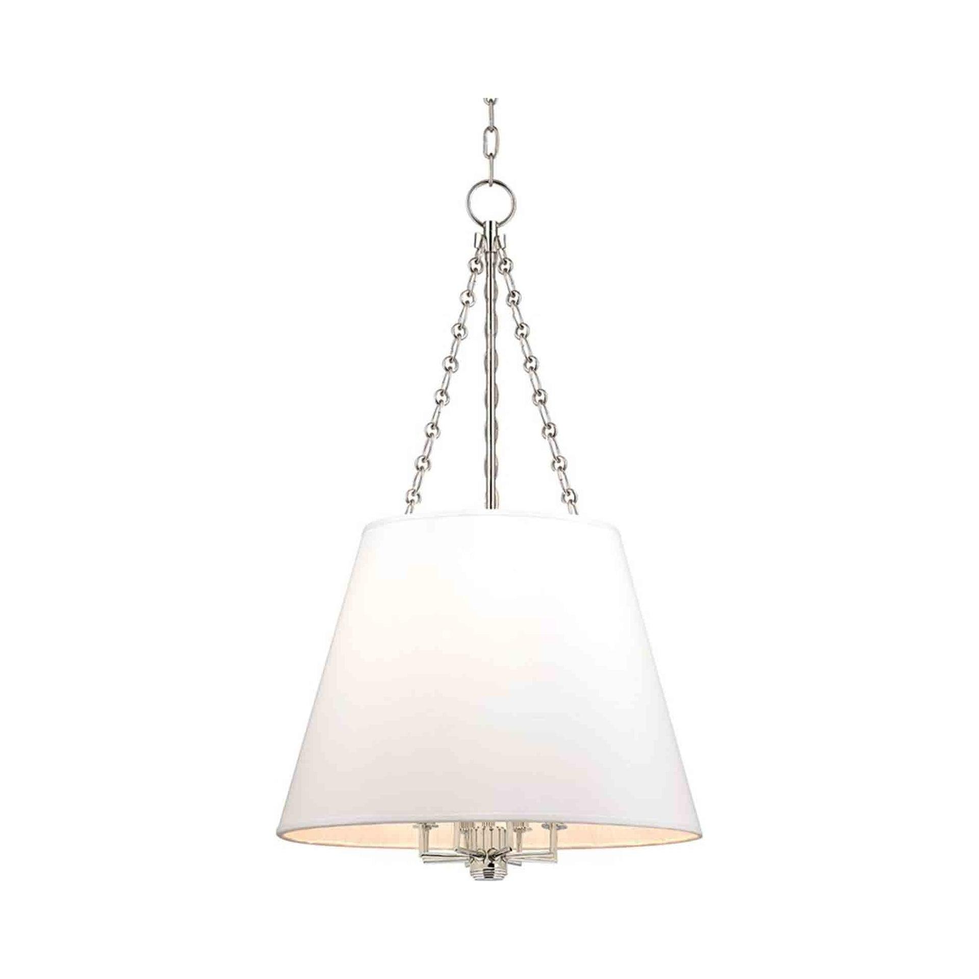 Polished Nickel 8-Light Pendant with Faux Silk Shade