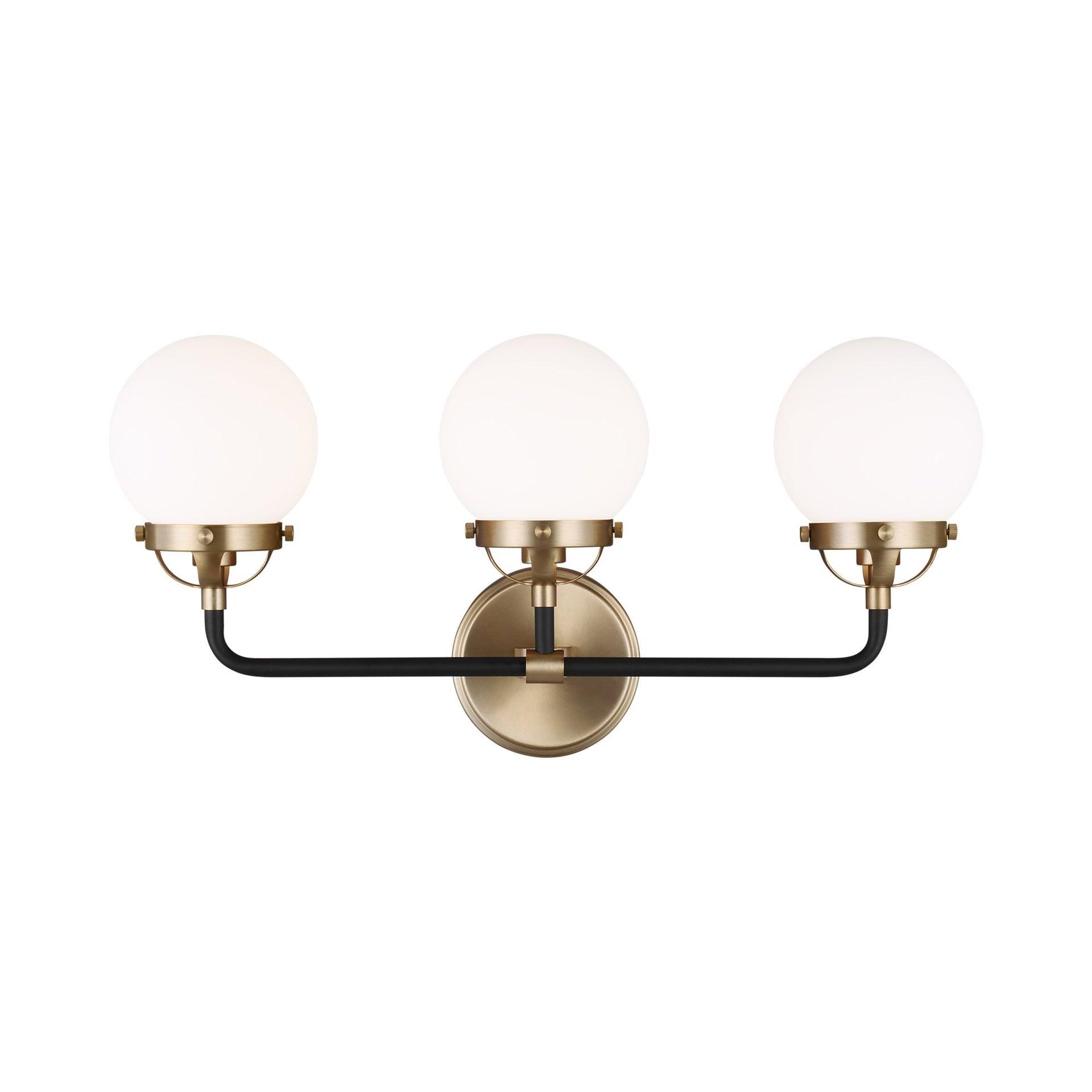 Satin Brass and Black 3-Light Globe Vanity Light