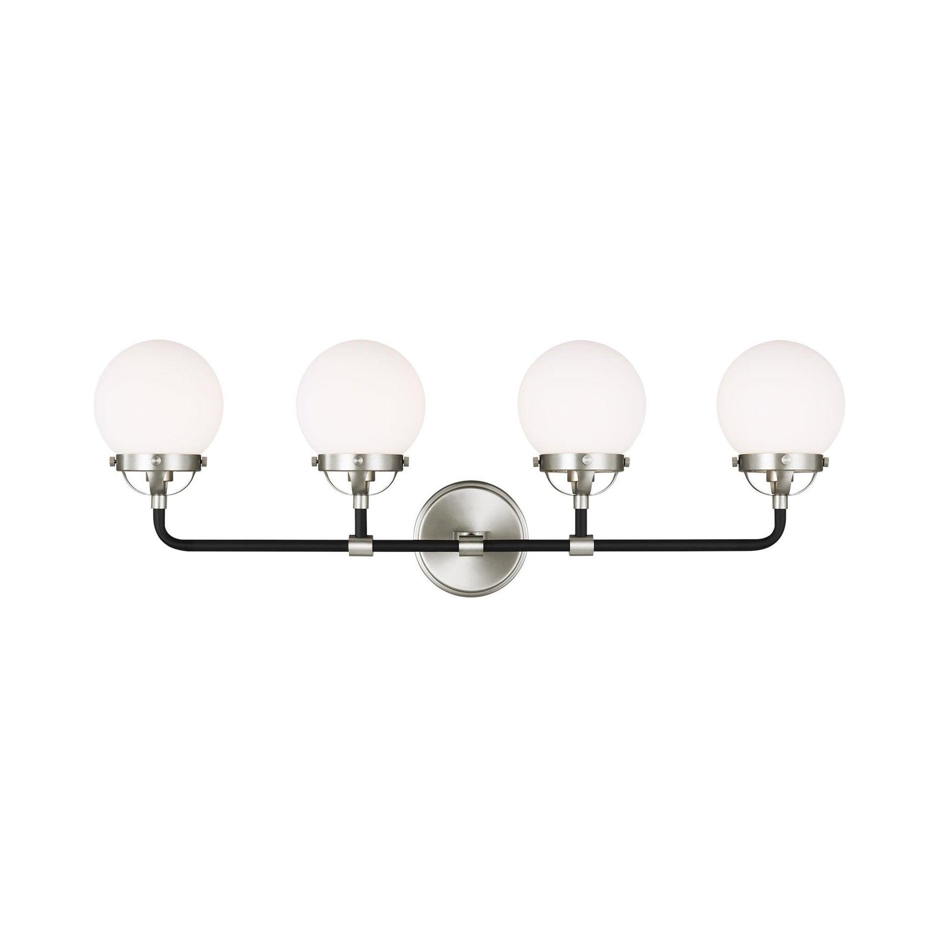 Midnight Black and Brushed Nickel 4-Light Vanity with Etched Glass