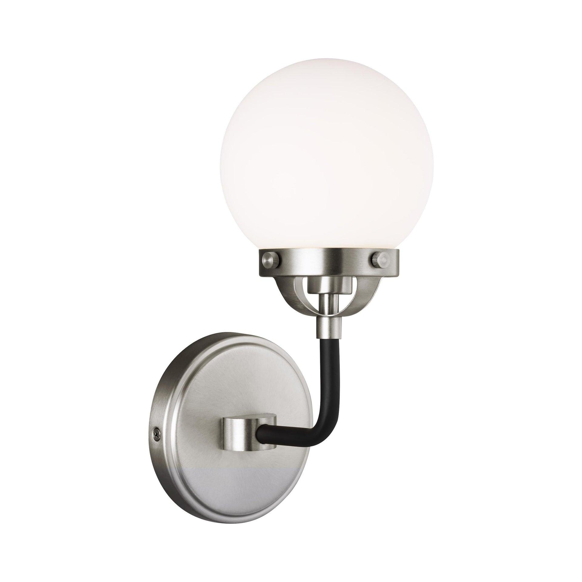 Cafe Series Brushed Nickel Dimmable Wall Sconce with Bubble Glass