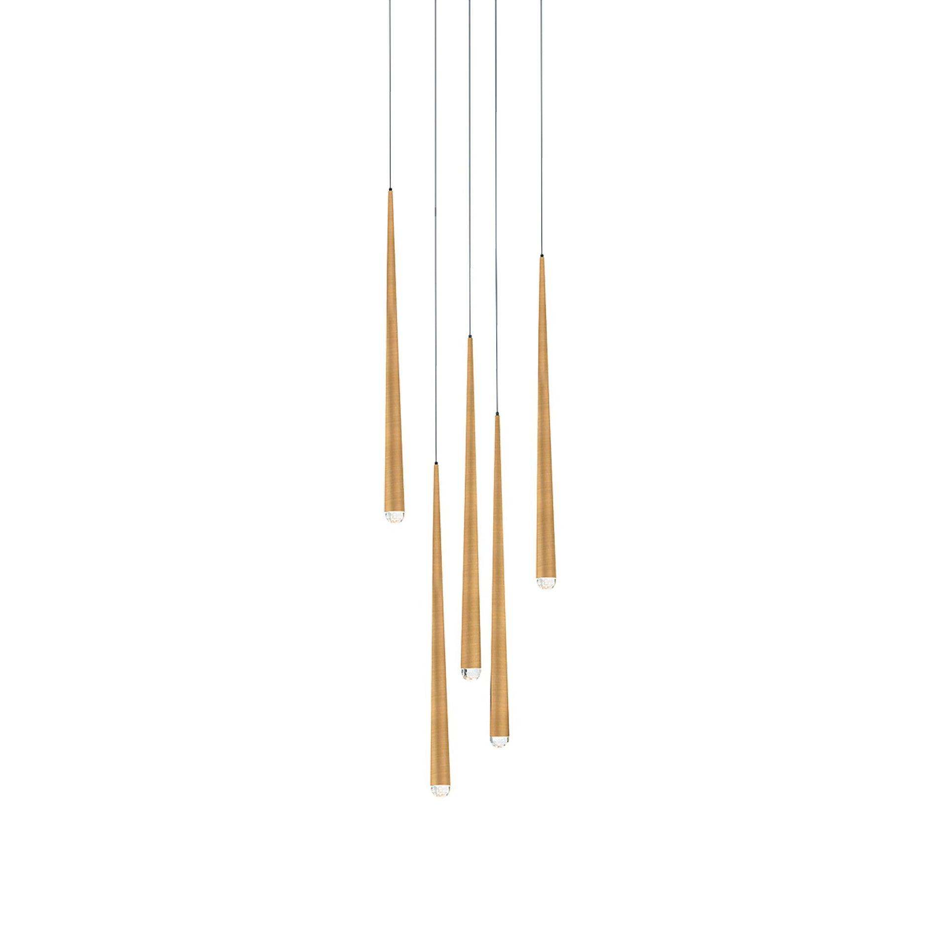 Cascade 5 - Light Aged Brass LED Cluster Pendant