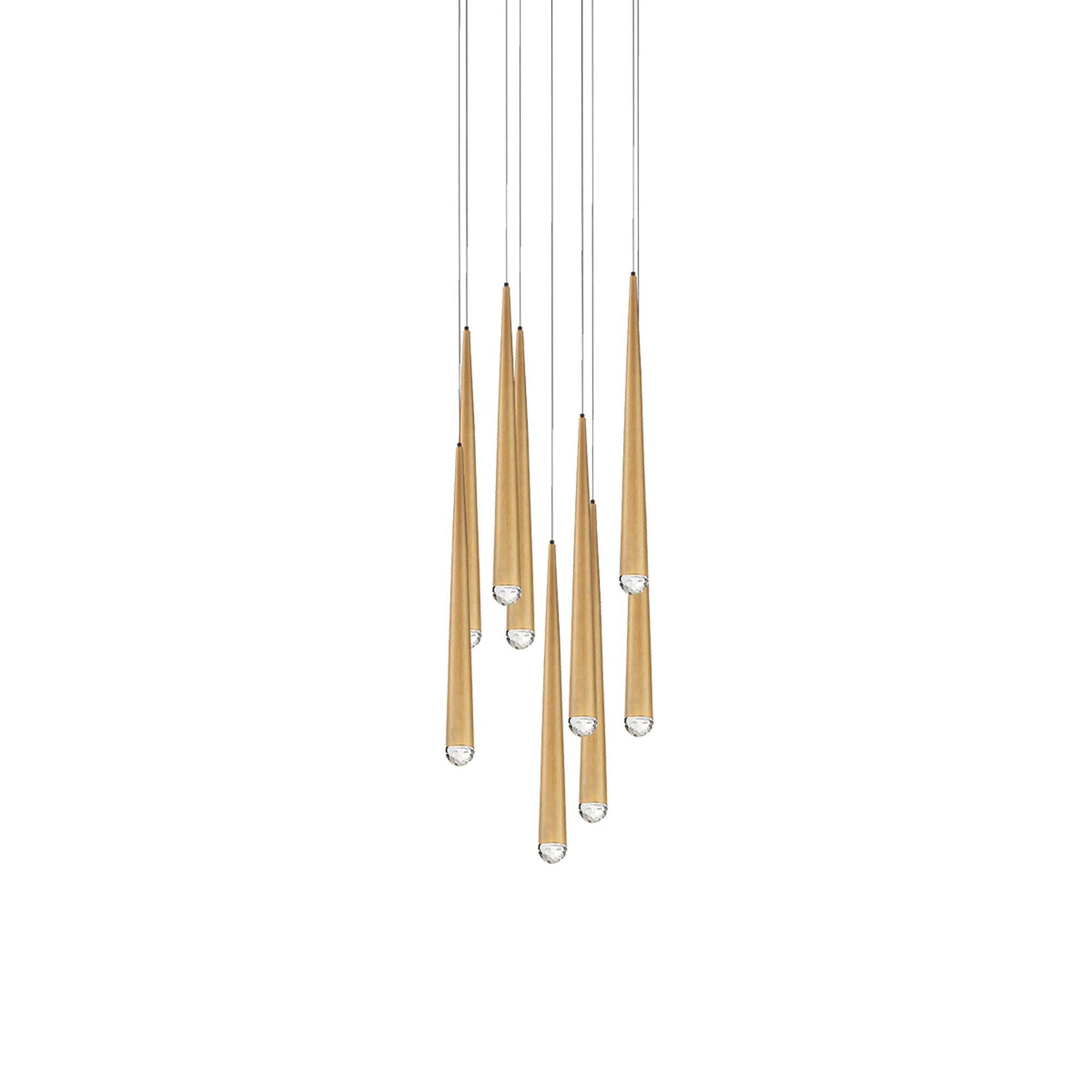 Cascade 9 - Light Aged Brass LED Cluster Pendant