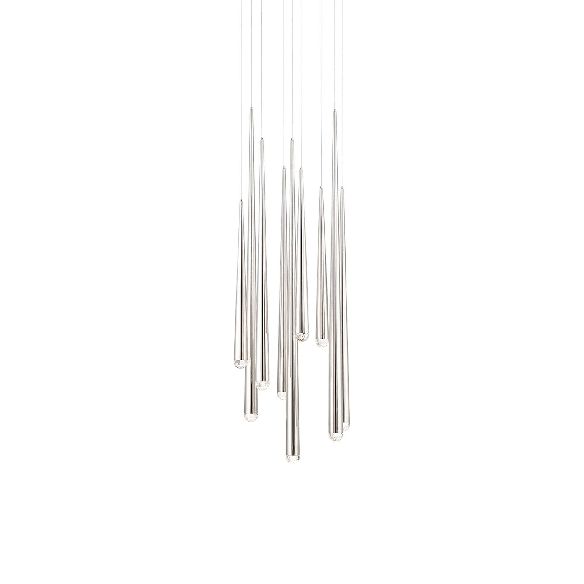 Cascade 9 - Light Polished Nickel LED Cluster Pendant