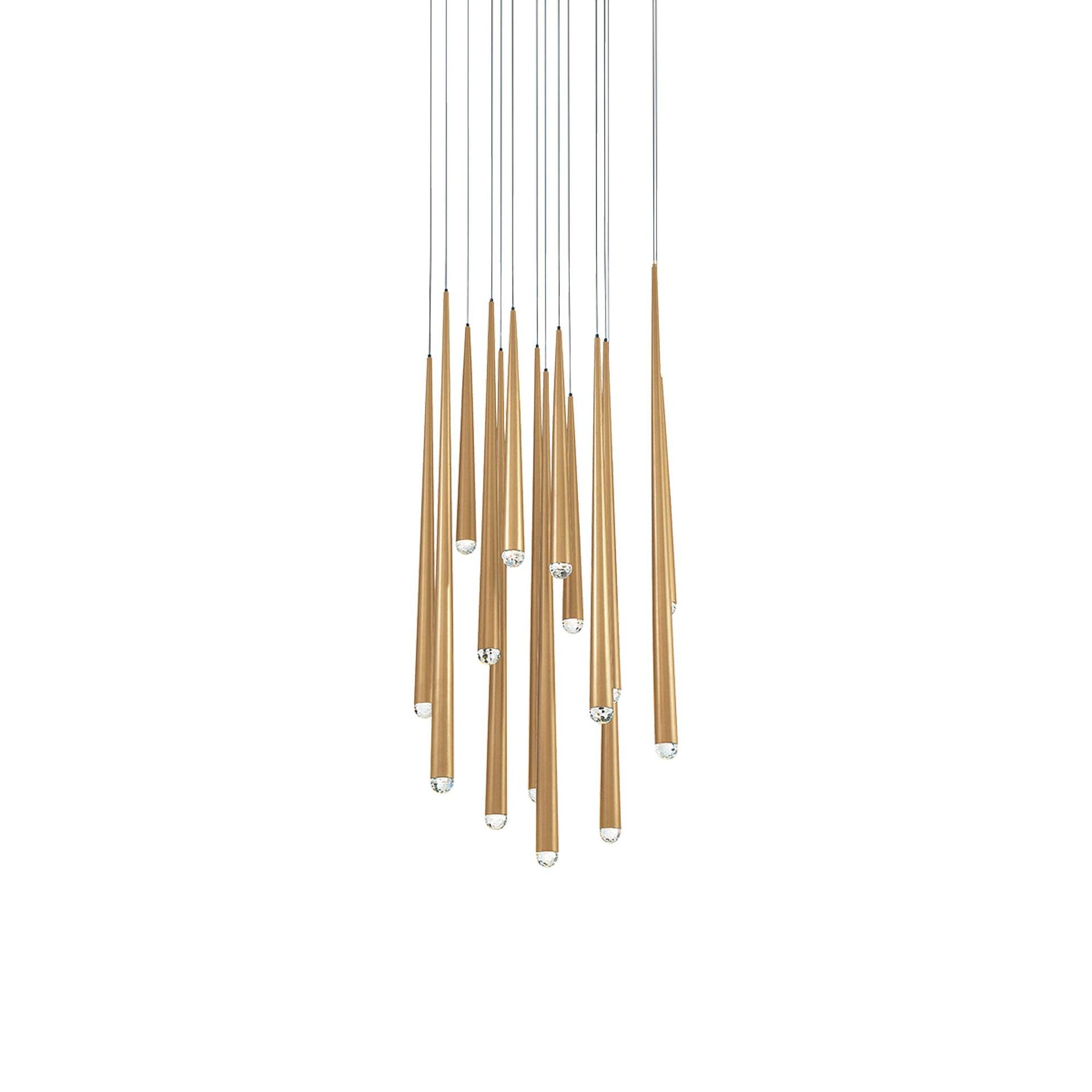 Cascade 15 - Light Aged Brass LED Cluster Pendant