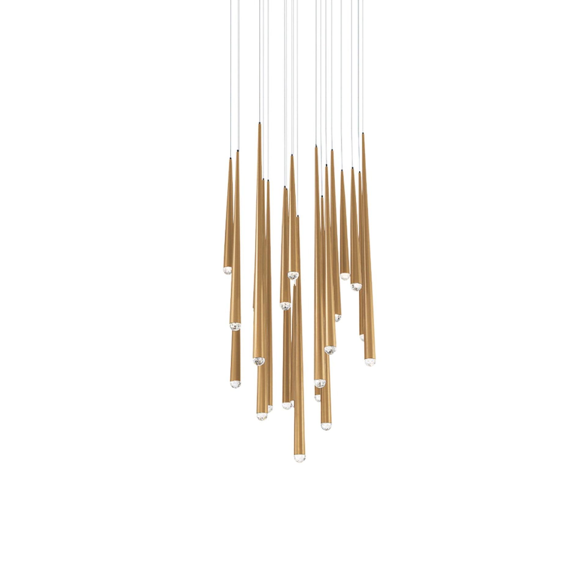 Cascade 21 - Light Aged Brass LED Cluster Pendant