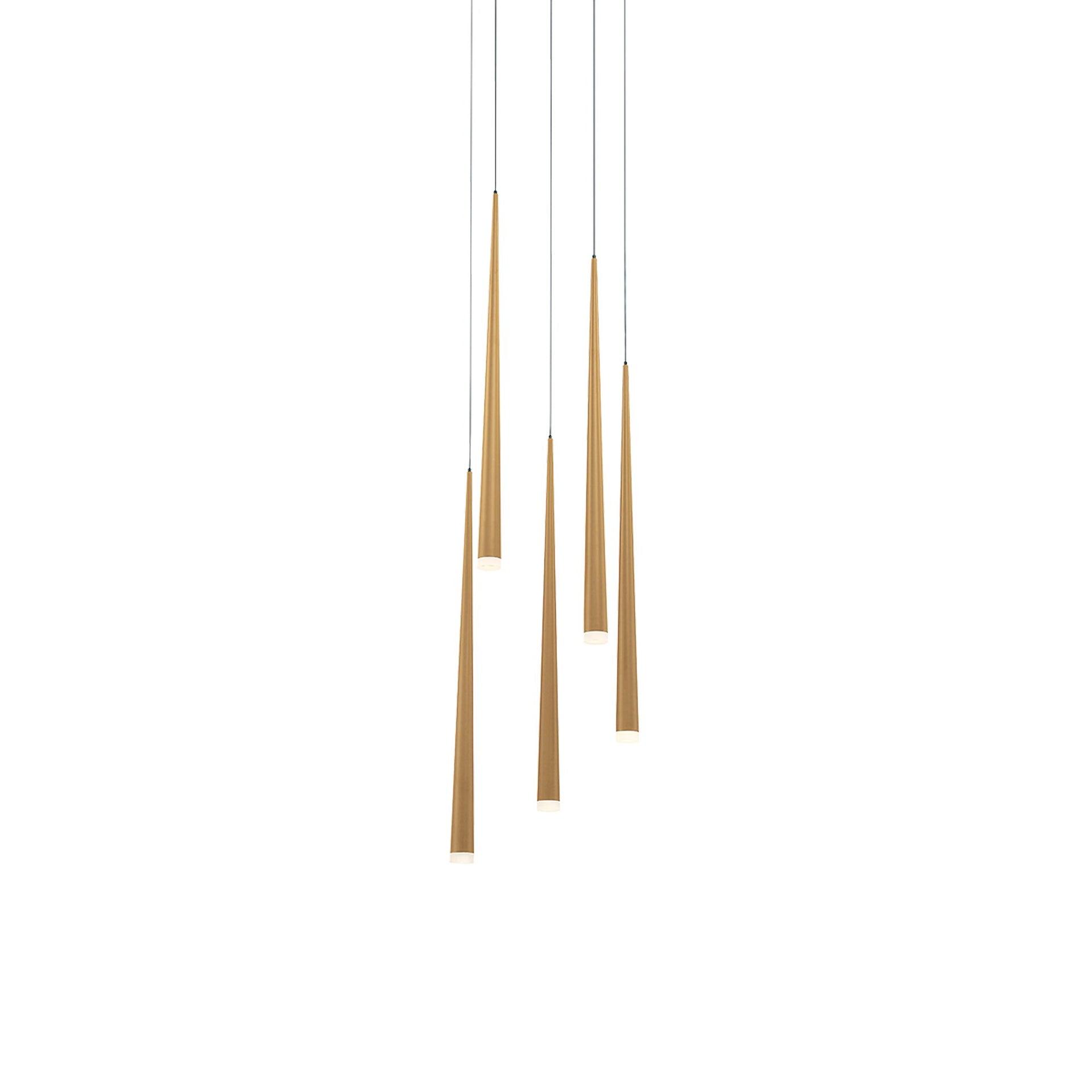 Cascade 5 - Light Aged Brass LED Cluster Pendant