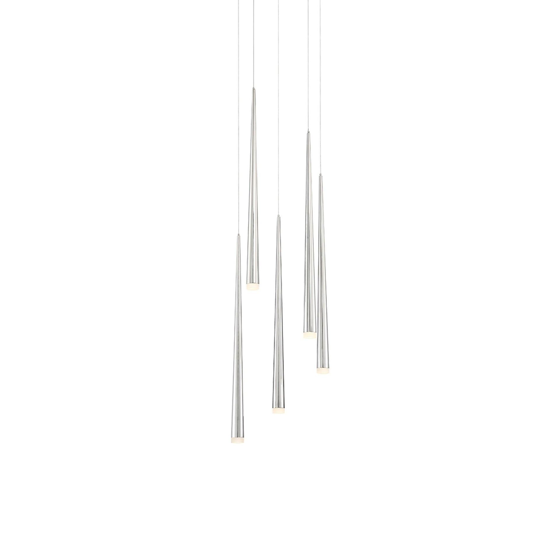Cascade Polished Nickel 5-Light LED Pendant with Frosted Glass
