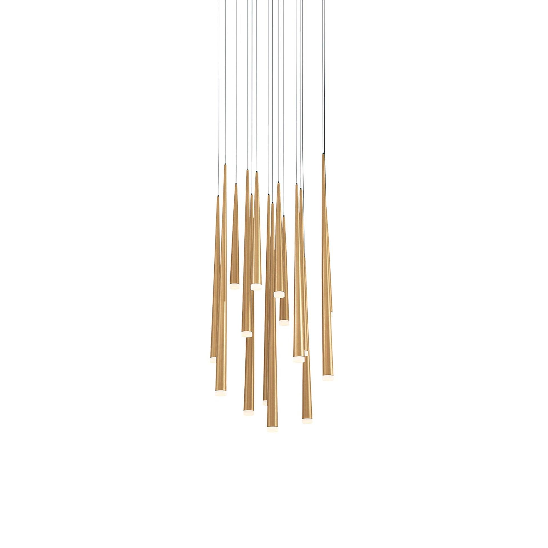 Cascade 15 - Light Aged Brass LED Cluster Pendant