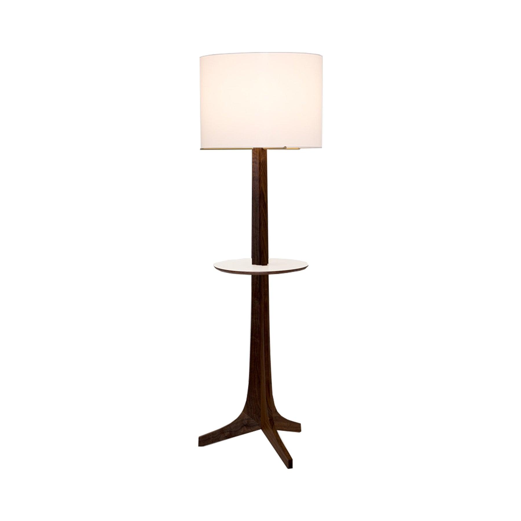 Tripod Burlap Shade Floor Lamp with Brushed Aluminum and Dark Walnut