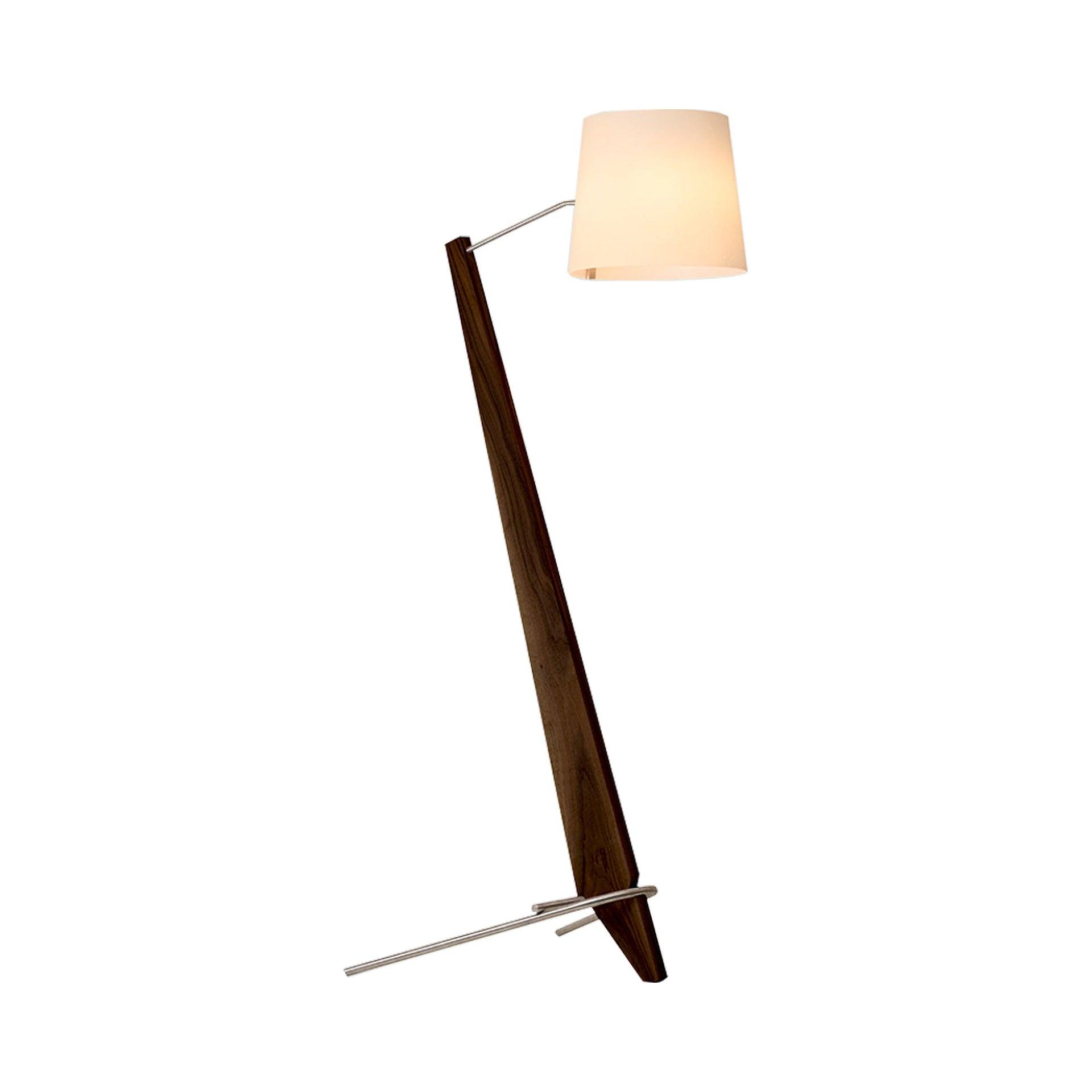 Silva Dark Stained Walnut Floor Lamp with Linen Shade