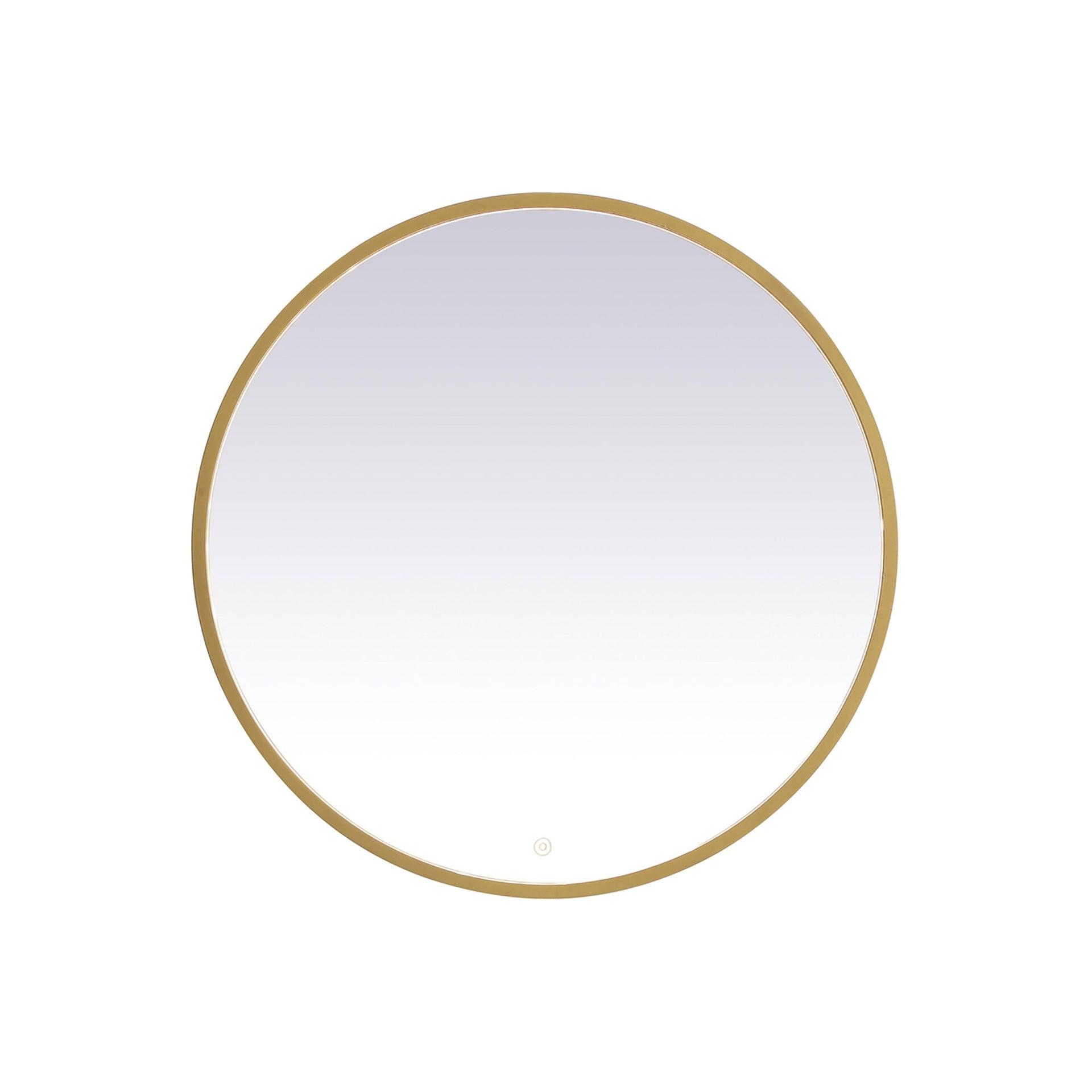 Elegant Lighting Pier 32 inch LED mirror with adjustable color temperature 3000K/4200K/6400K in brass