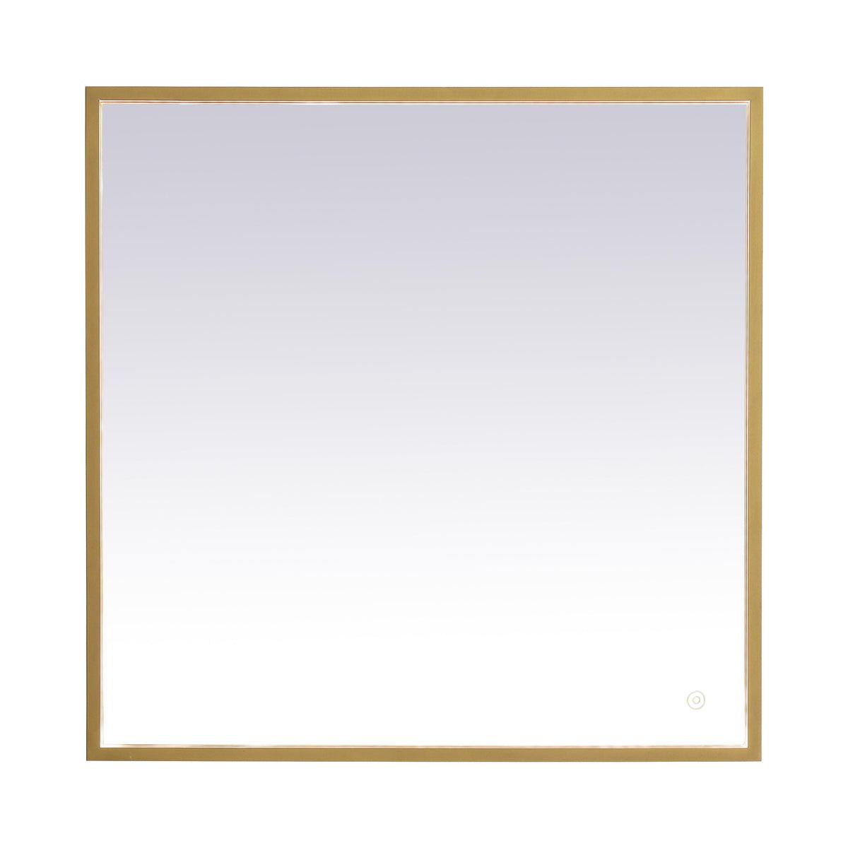 Elegant Lighting Pier 30x30 inch LED Mirror with Adjustable Color Temperature 3000K/4200K/6400K in Brass