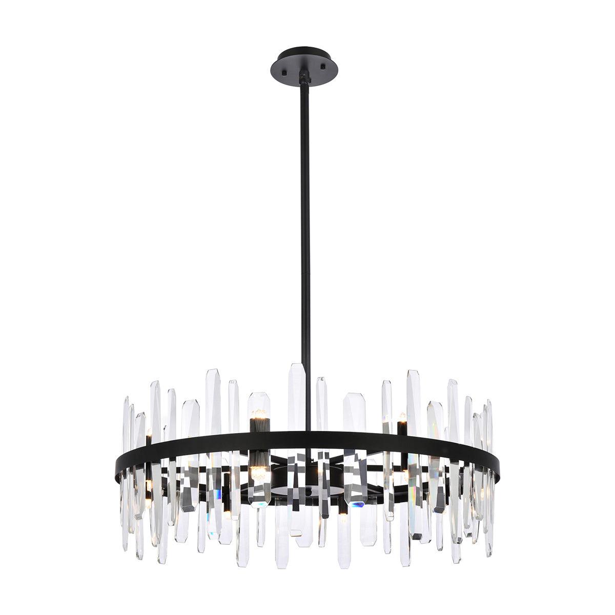 Serena 32 inch crystal round chandelier in black