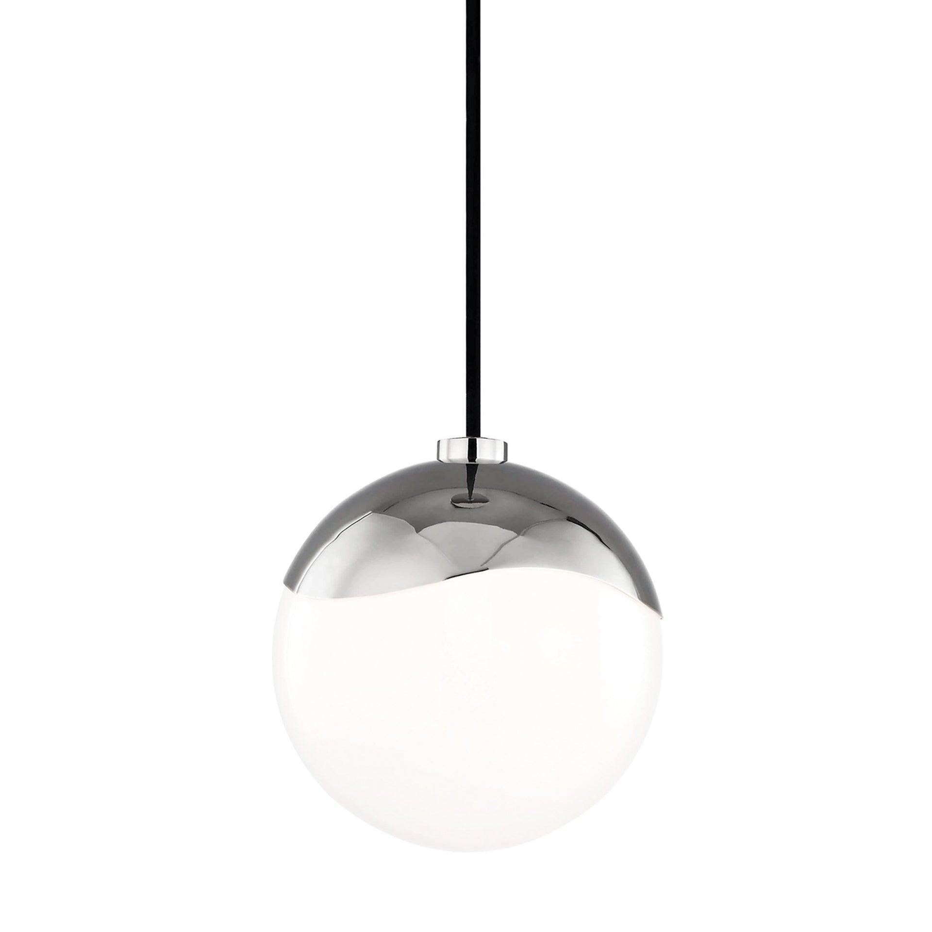 Ella Polished Brass Globe Pendant with White Glass Shade