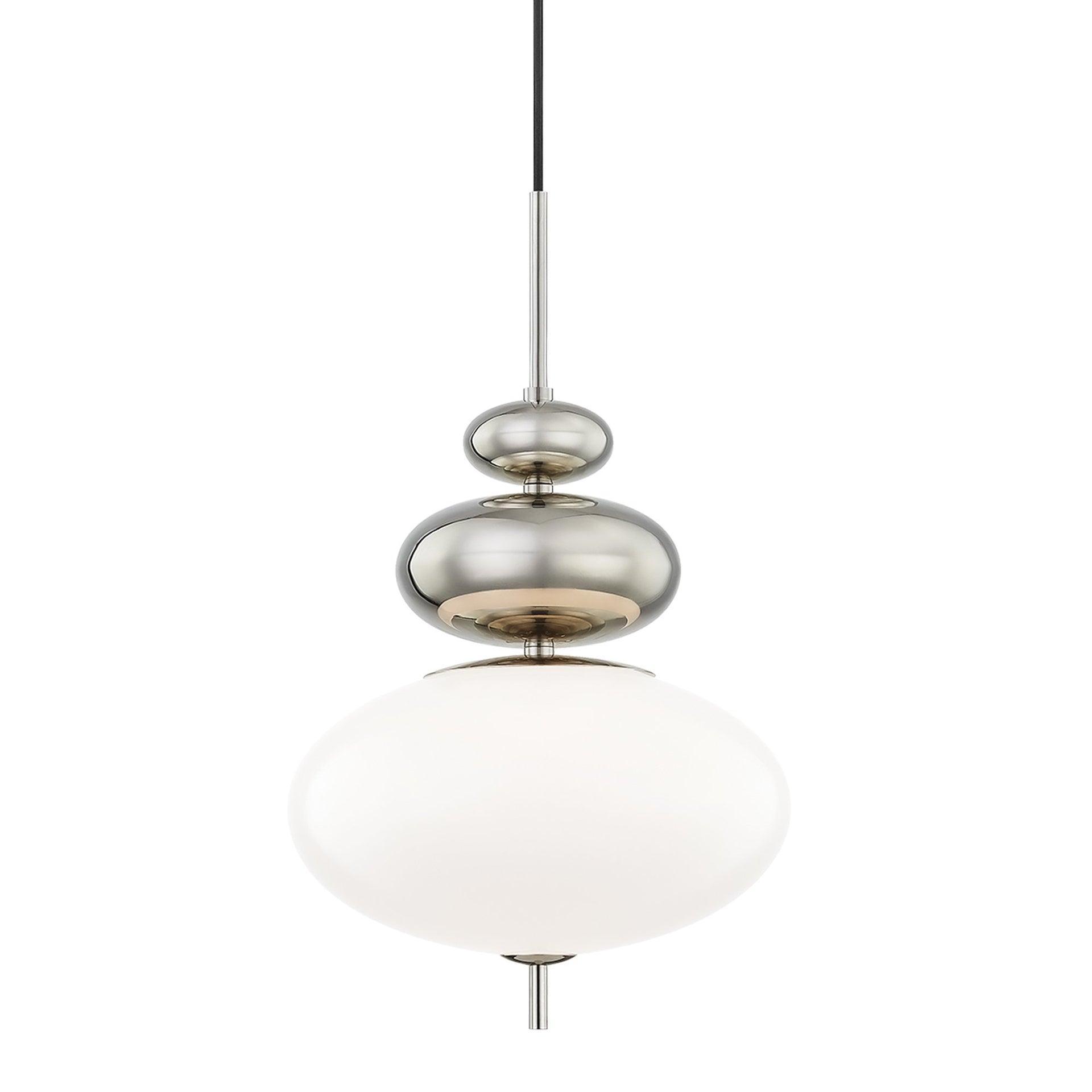 Mitzi Elsie 1 - Light Pendant in  Polished Nickel Opal Glossy Glass Shade  Shade