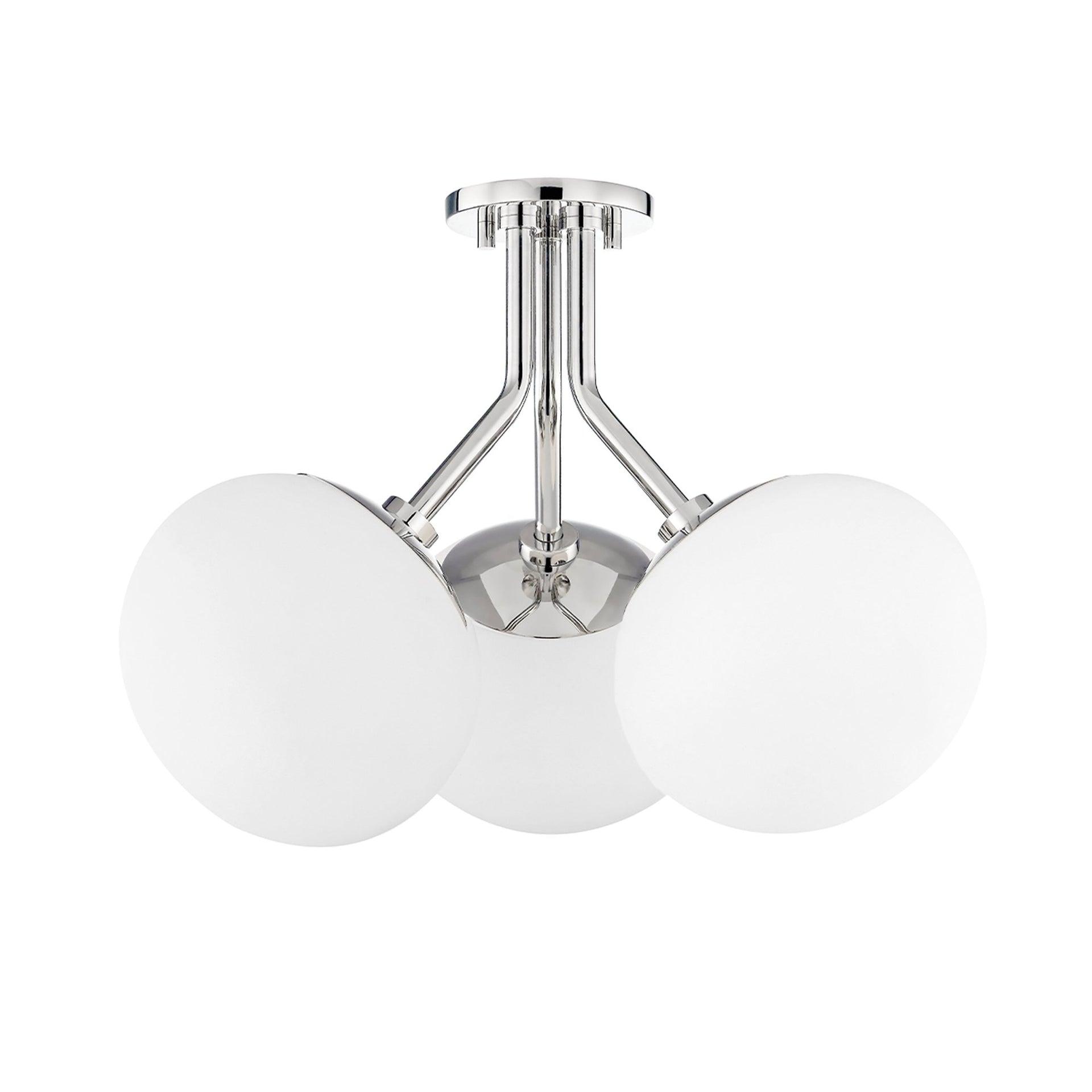 Mitzi Estee 3 - Light Semi-Flush Mount in  Polished Nickel White Shade