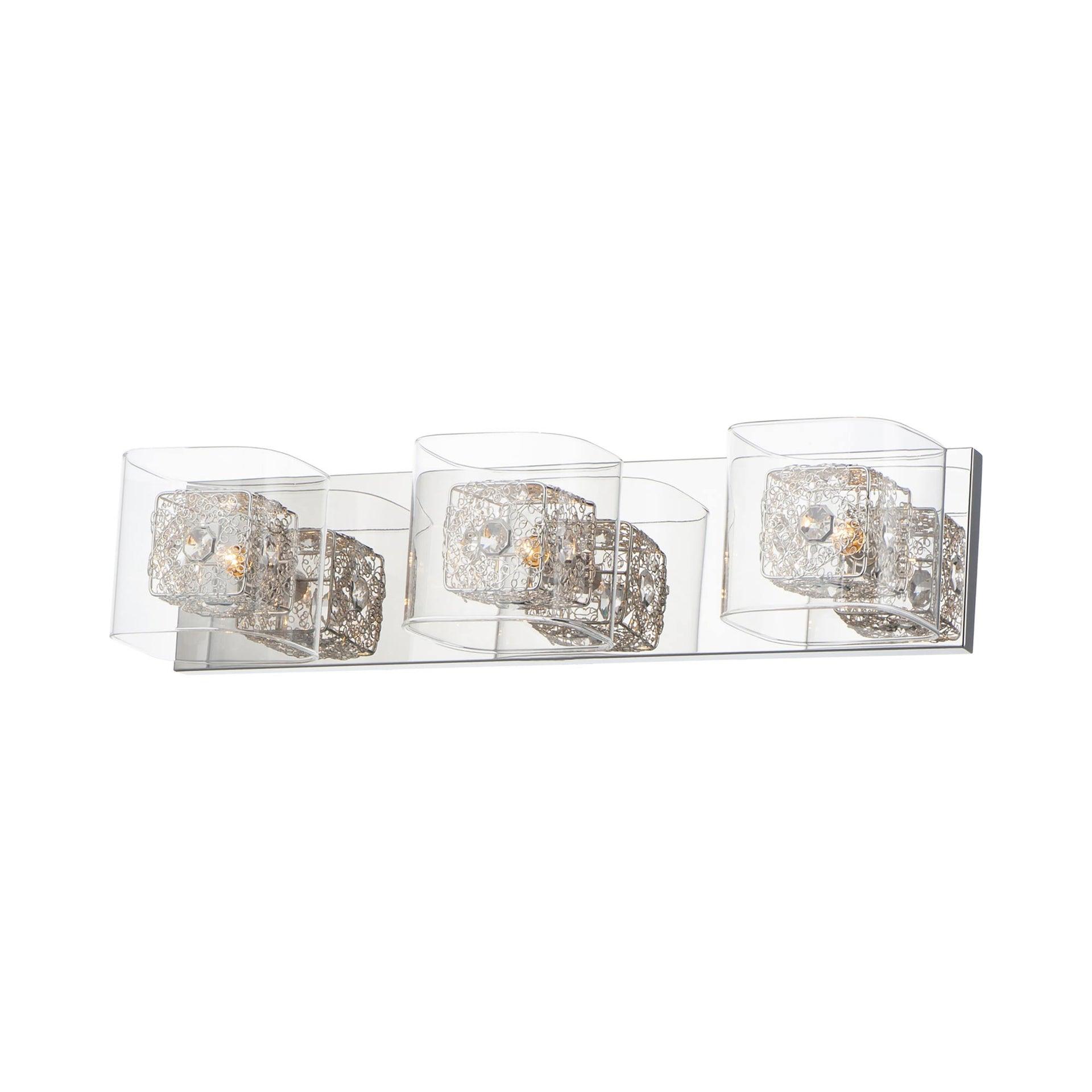 E22833-18SVPC-ET2 Lighting-Gem-3 Light Bath Vanity in Modern style-22 Inches wide by 5.25 inches high-Polished Chrome Finish-Silver Shade Color