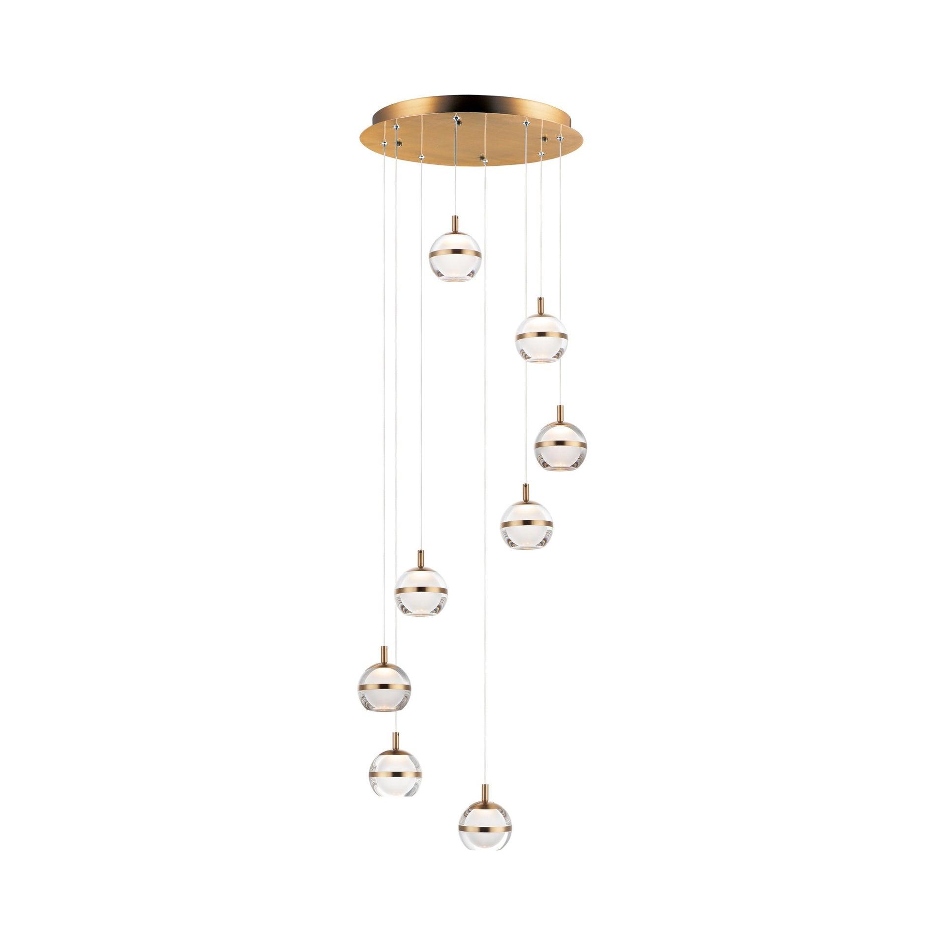 ET2 Lighting E24598-93NAB Swank LED 8-Light Pendant - Natural Aged Brass