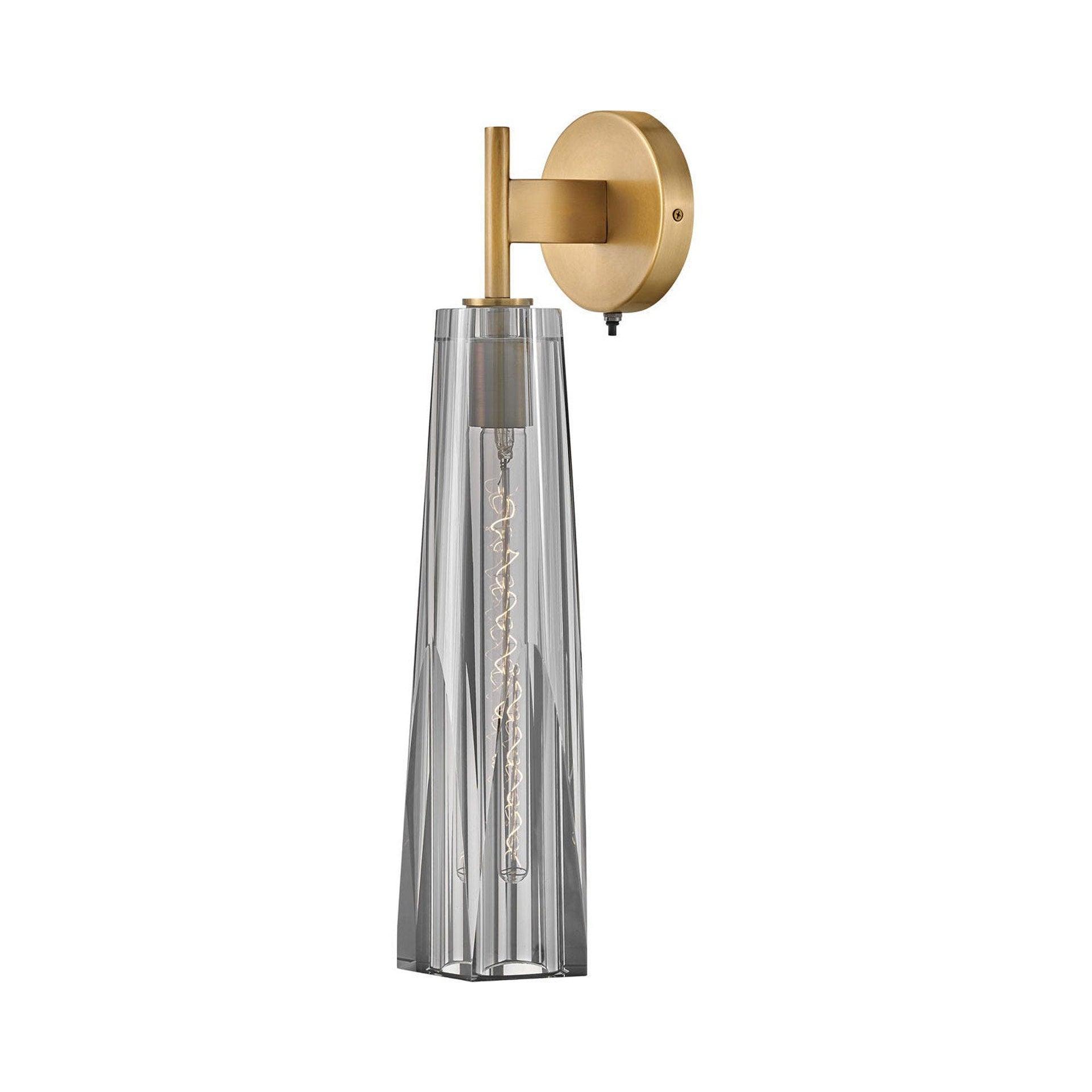 Cosette Single Light Wall Sconce w/ Thick Crystal-Cut Shade & On/Off Switch