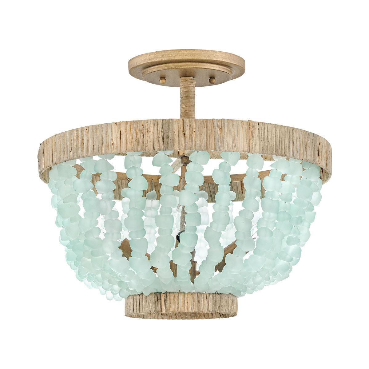 Dune Four-Light Hand-Strung Sea Glass Semi-Flush Mount Ceiling Light