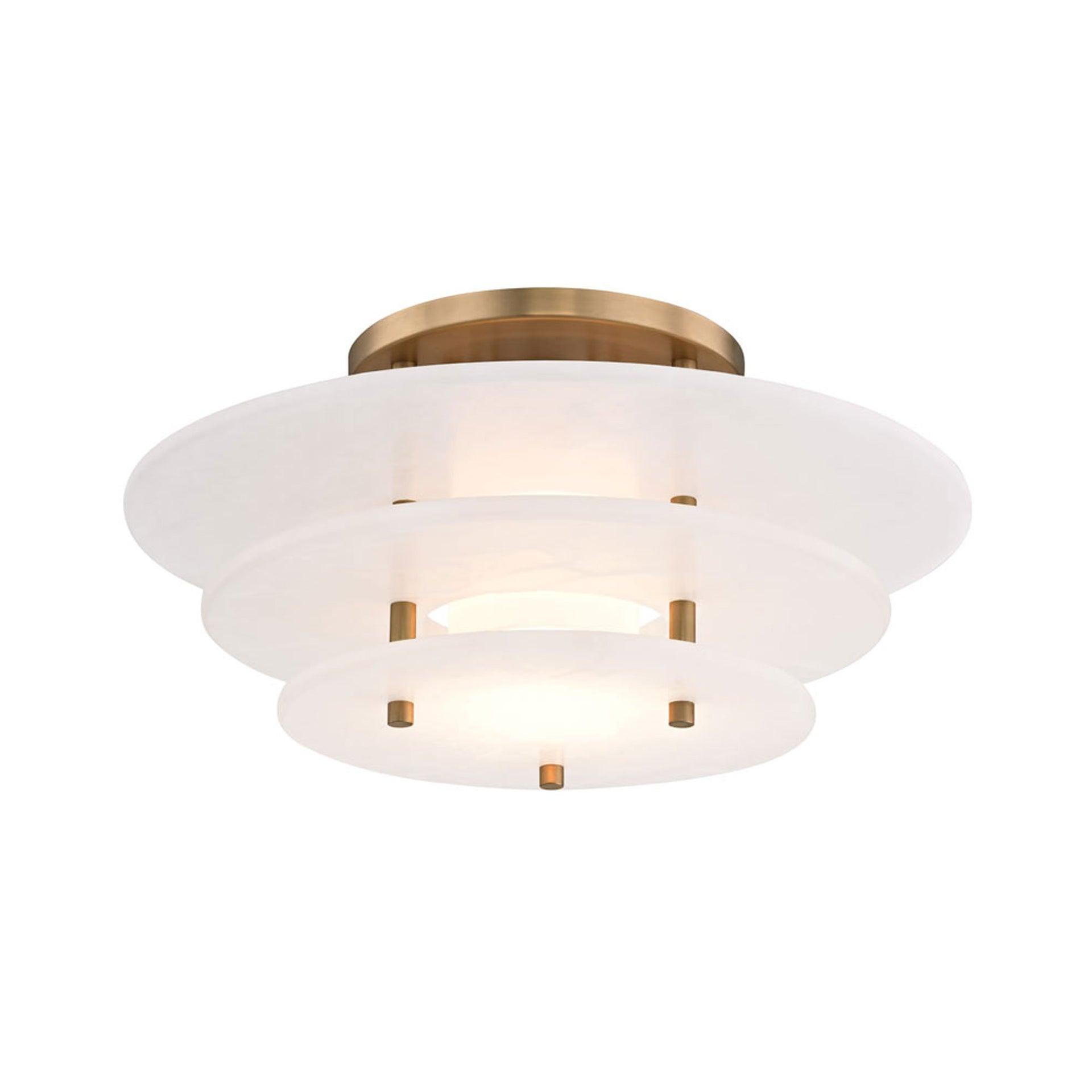 Gatsby Aged Brass LED Flush Mount with Alabaster Shade