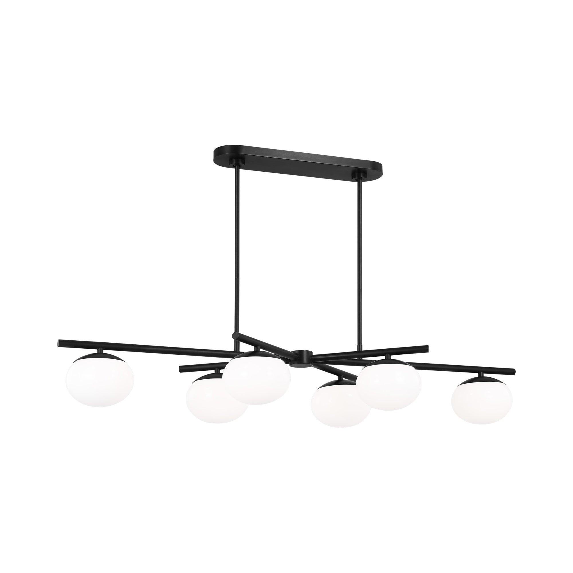 Lune 4-Light Burnished Brass Linear Chandelier with Milk Glass Shades