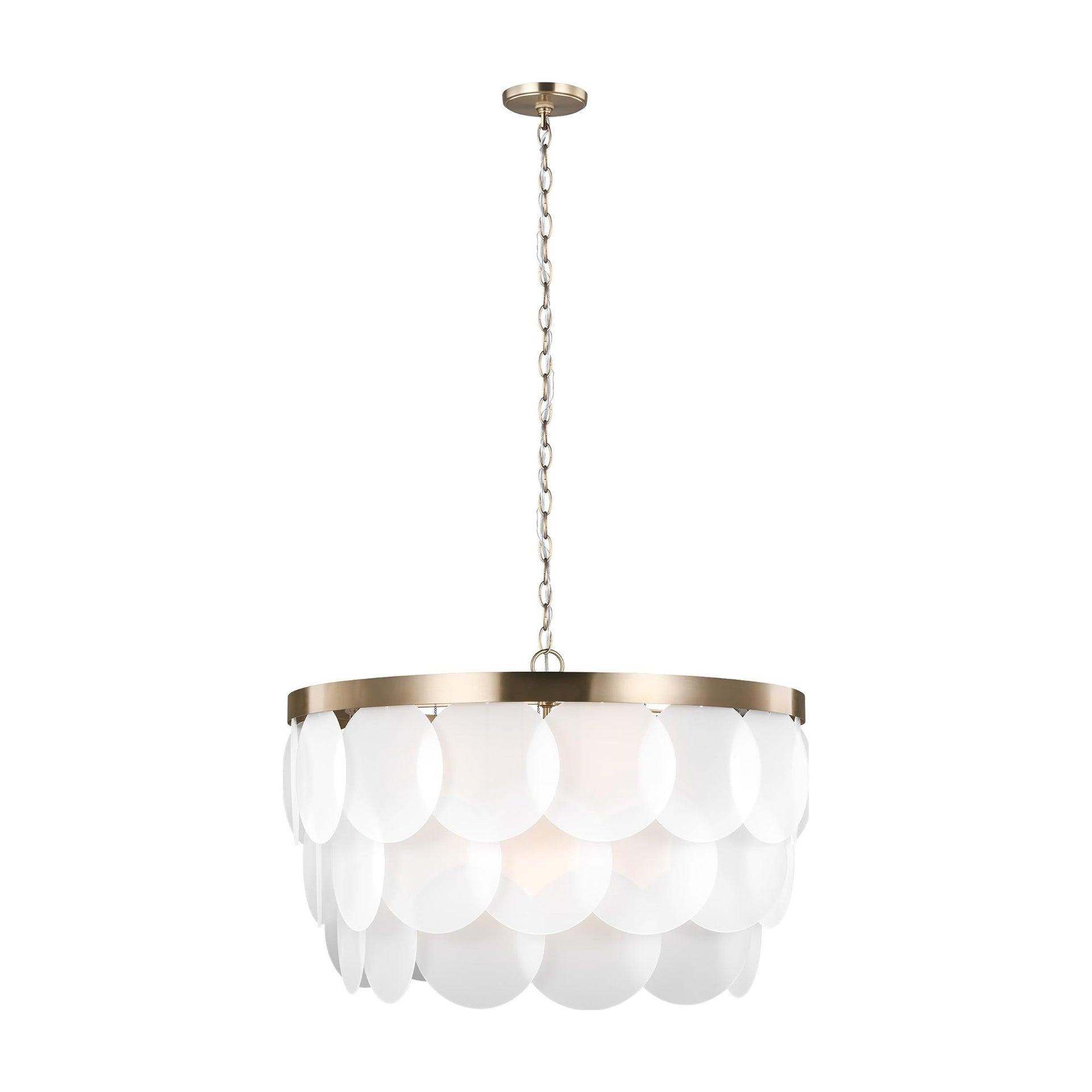 Mellita Satin Bronze 8-Light LED Pendant with Etched Glass Panels