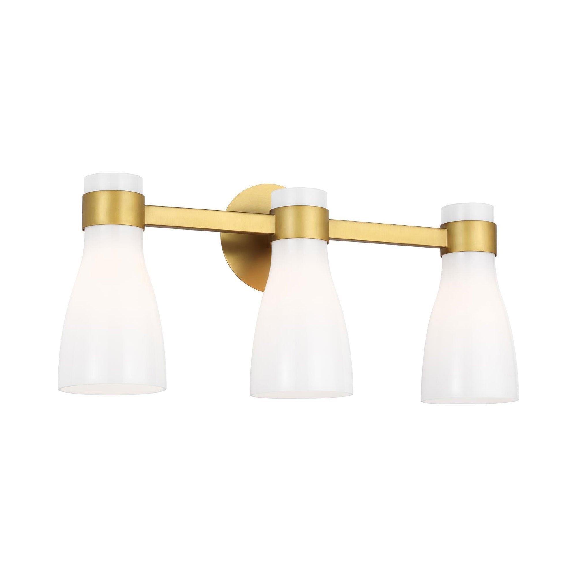 Moritz Burnished Brass Vanity Light with Clear Glass Shades