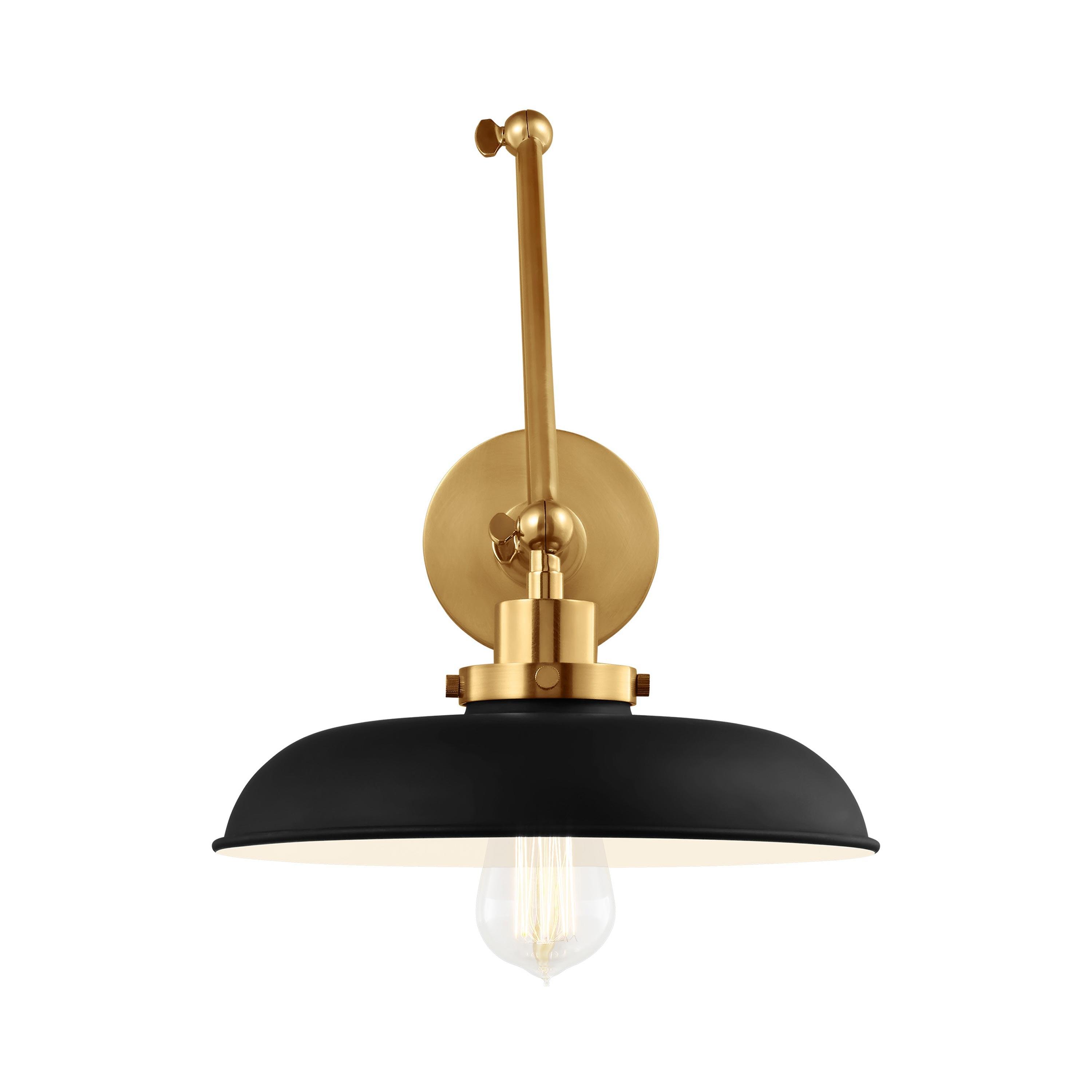 Matte White and Burnished Brass Double Arm Sconce