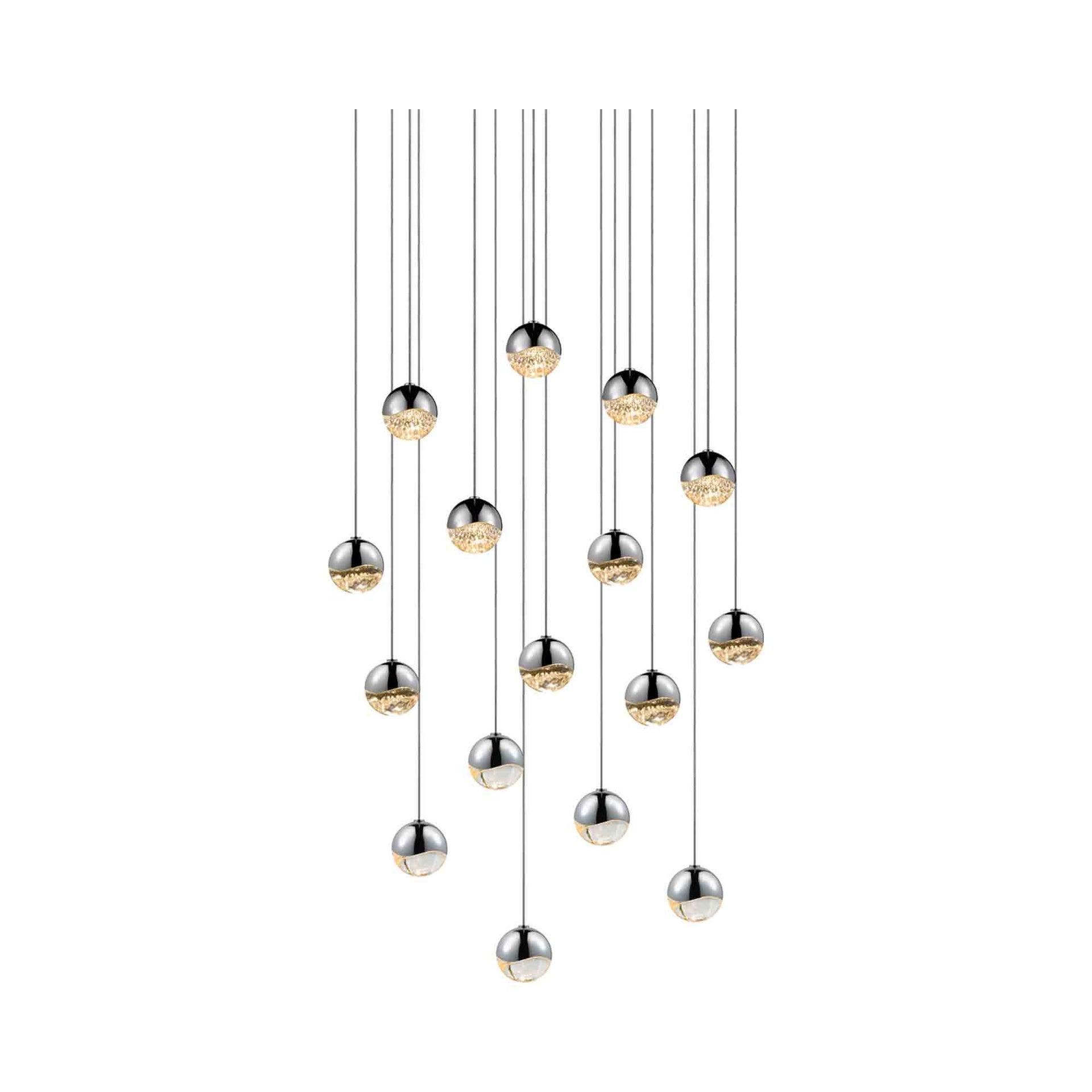 Luminous Crystal LED Pendant in Polished Chrome 22.5" Wide