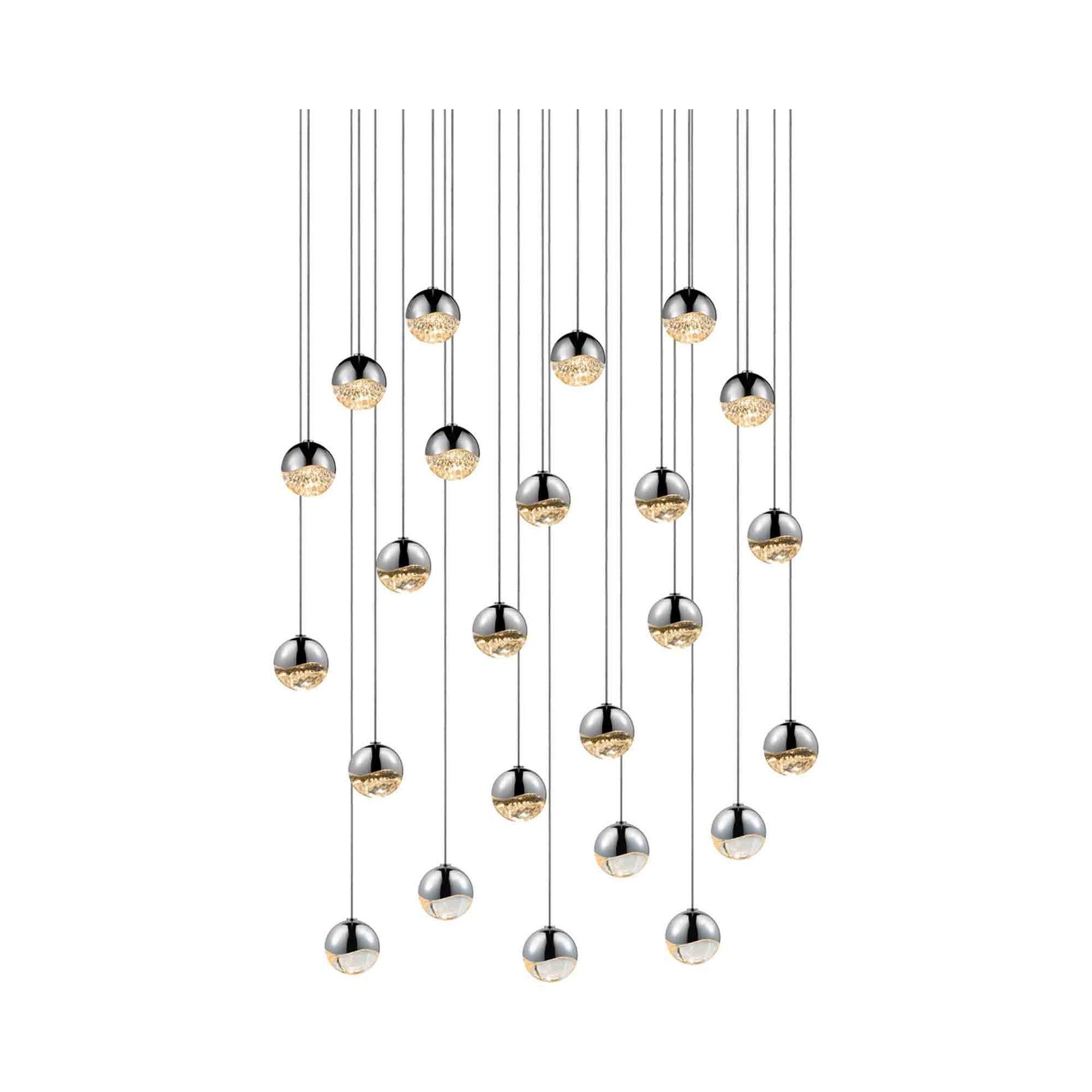 Polished Chrome 25.5'' LED Crystal Globe Pendant Light